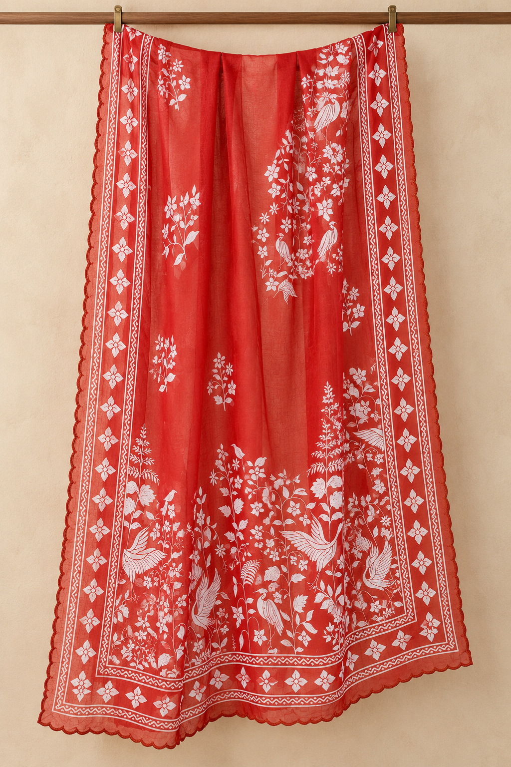 Printed Organza Dupatta in Orange
