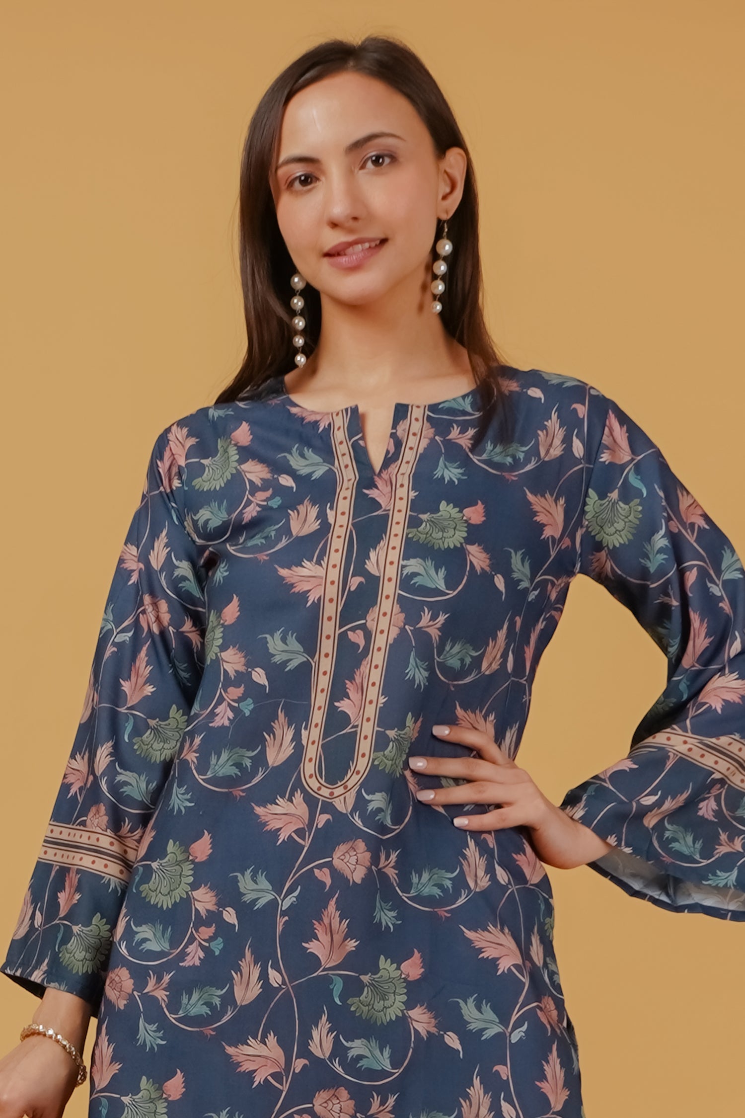 Printed Organza Dupatta - Teal