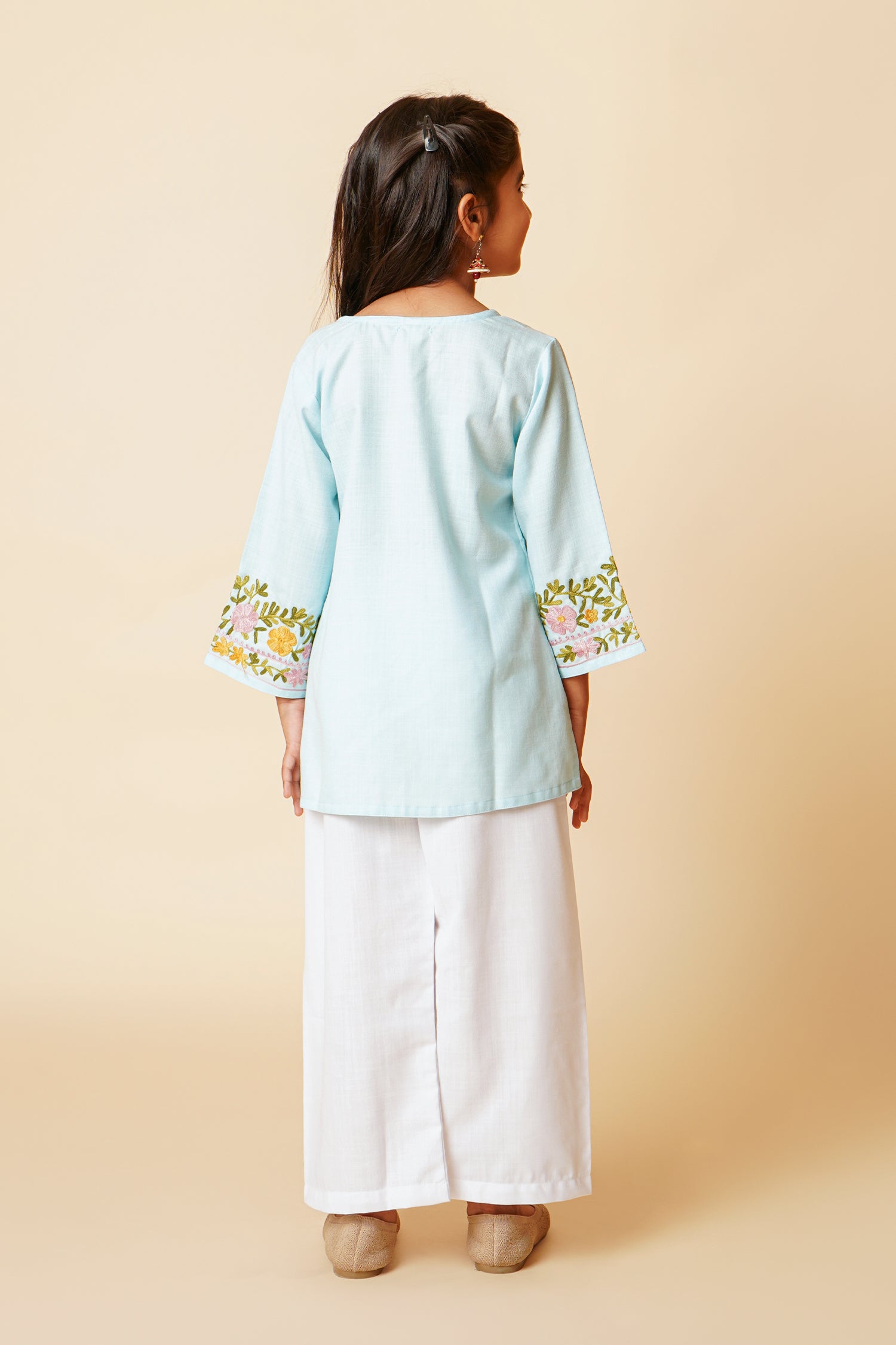Kashmiri Aari Cotton Kurta for Kids – Sky Blue
