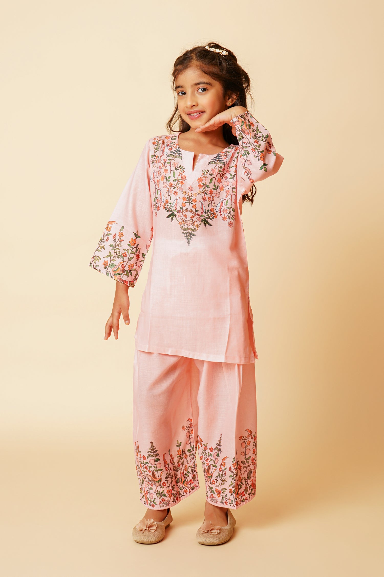 Printed Lawn Cotton Co-ord Set for Kids – Pink