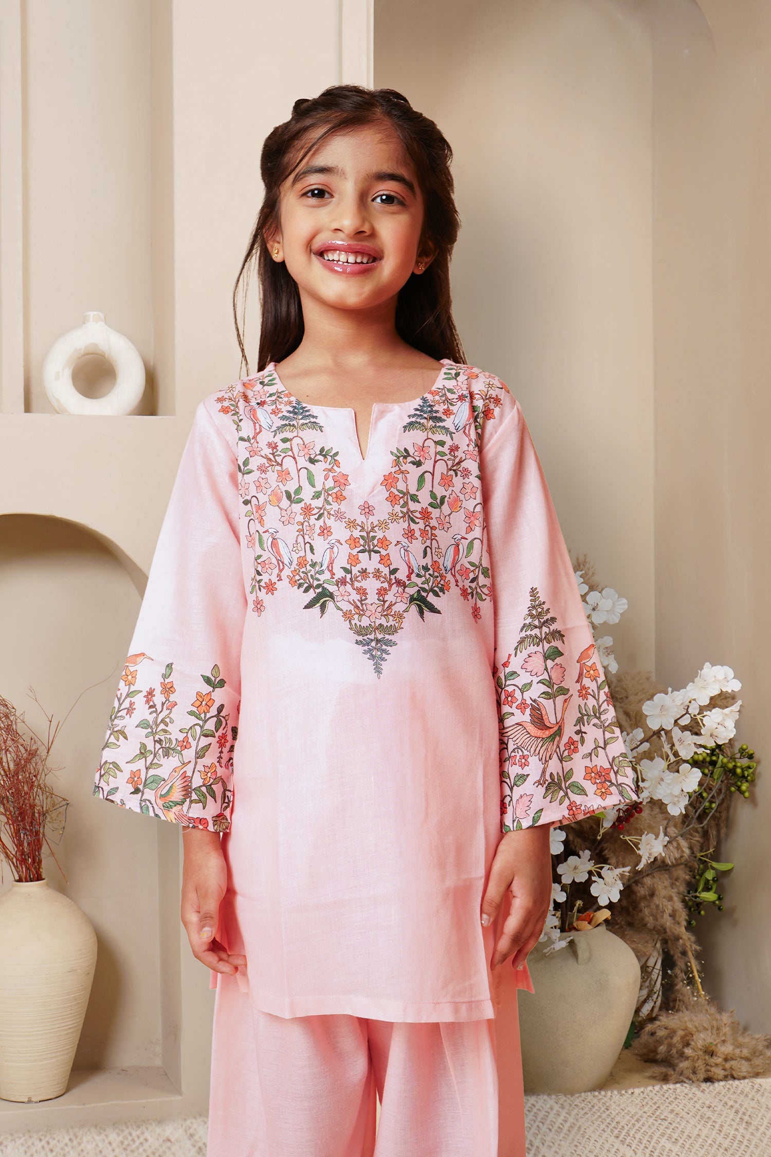 Printed Lawn Cotton Co-ord Set for Kids – Pink