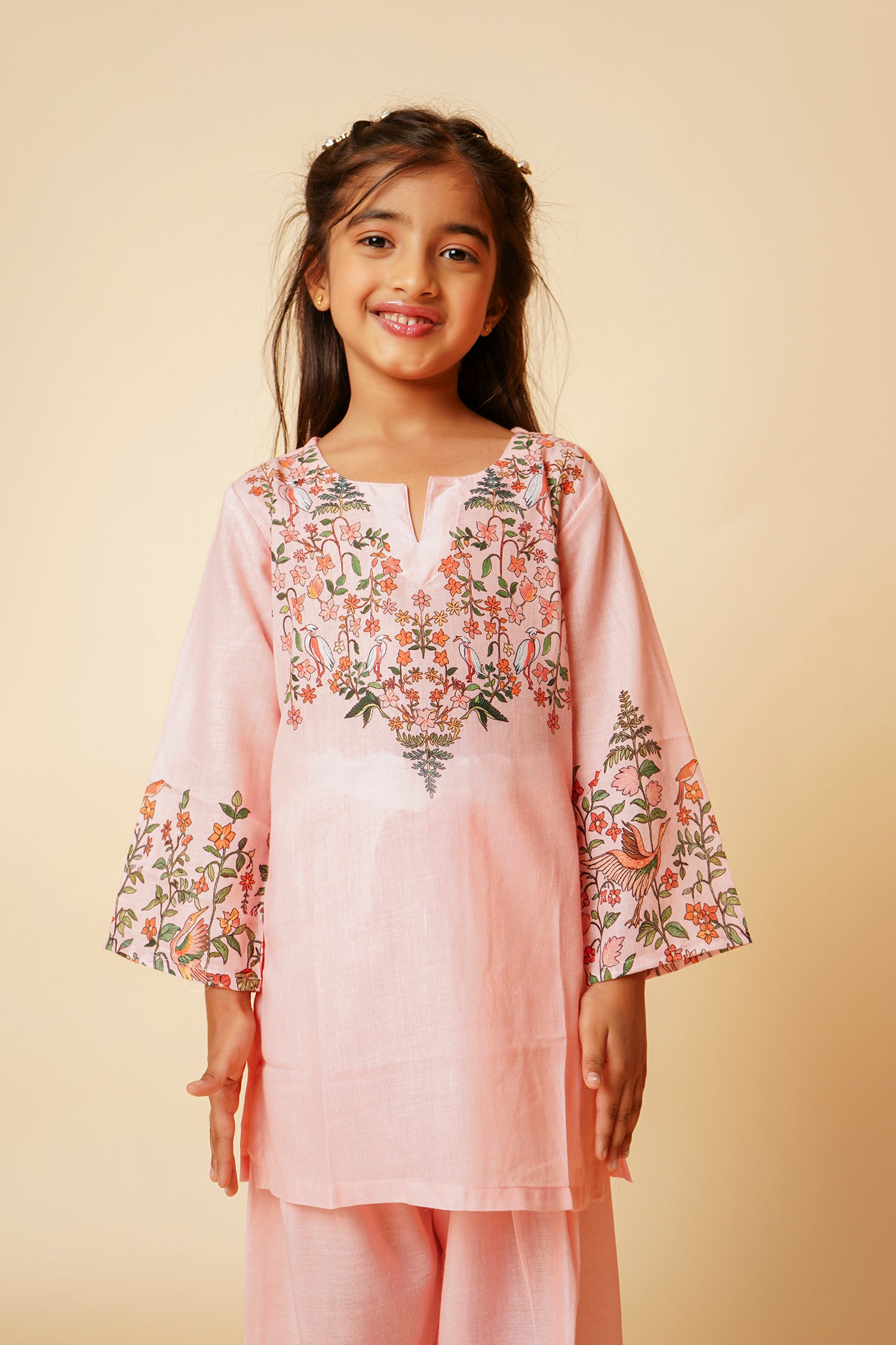 Printed Lawn Cotton Co-ord Set for Kids – Pink