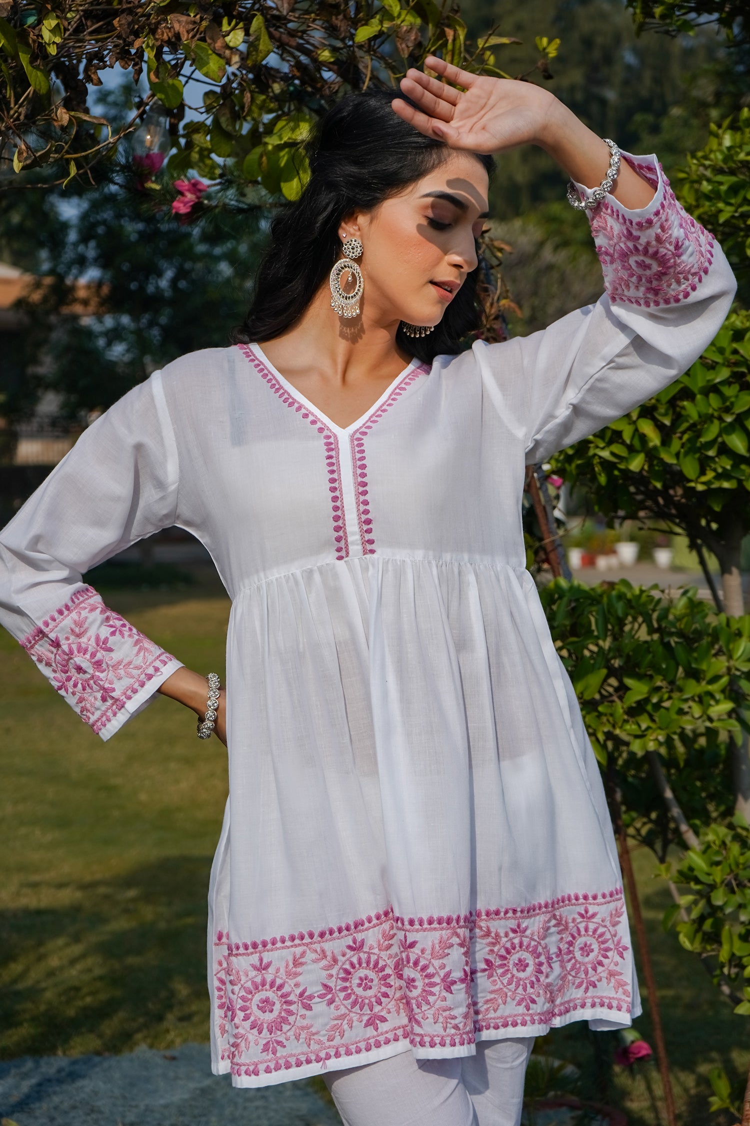 short kurta dress House Of Kari(Chikankari Clothing)