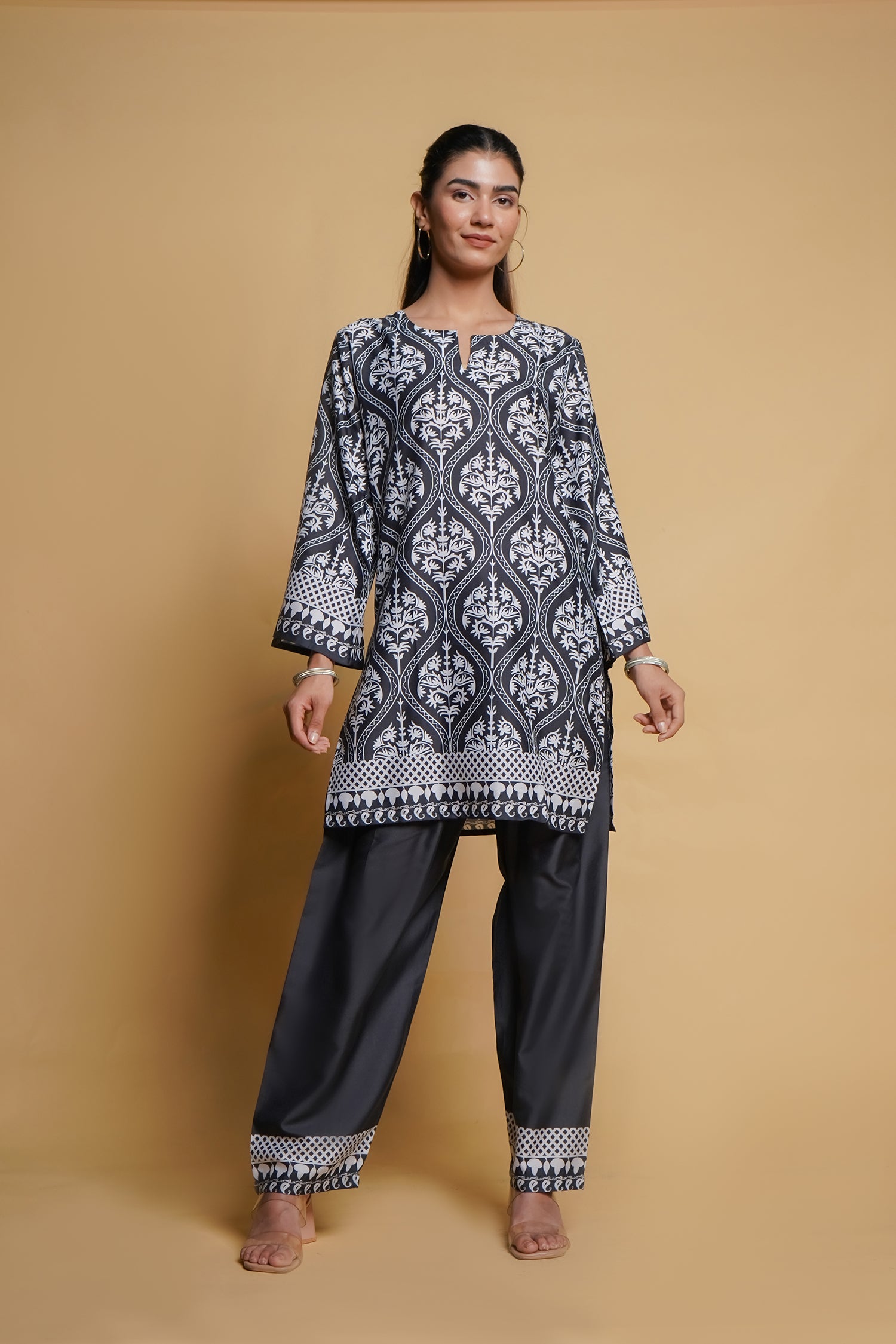 Printkari Poly Muslin Co-ord set in Black