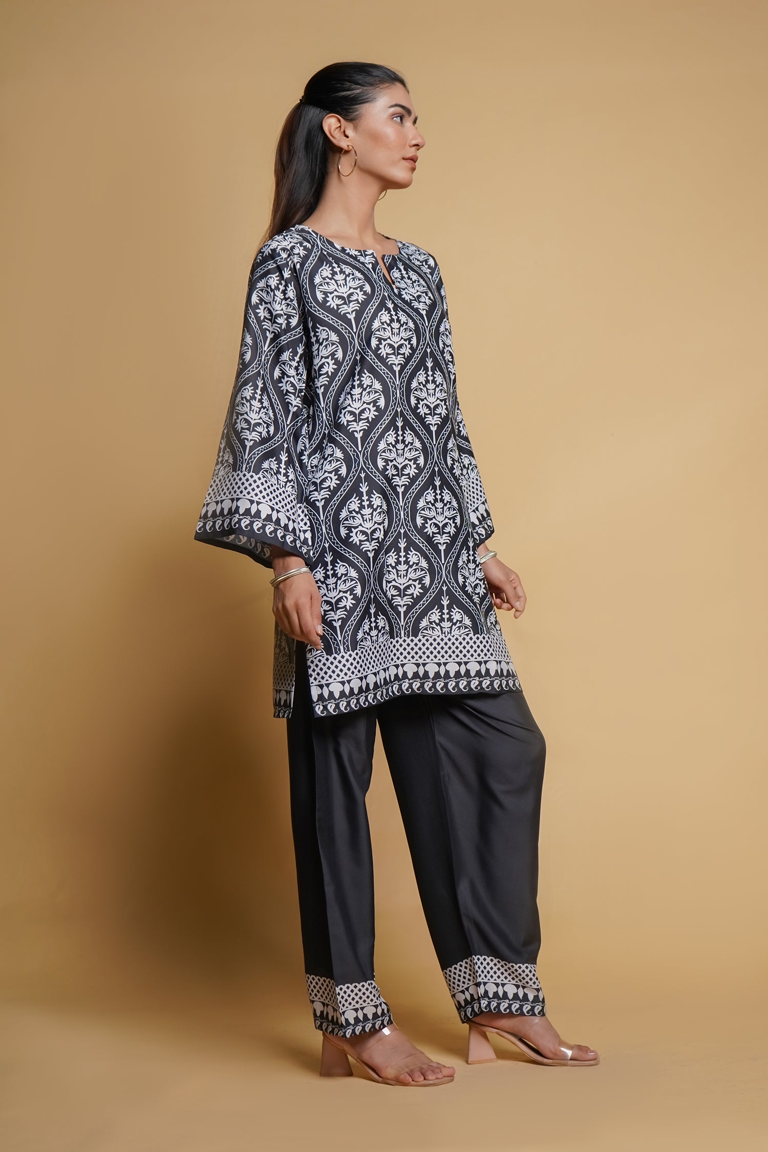 Printkari Poly Muslin Co-ord set in Black