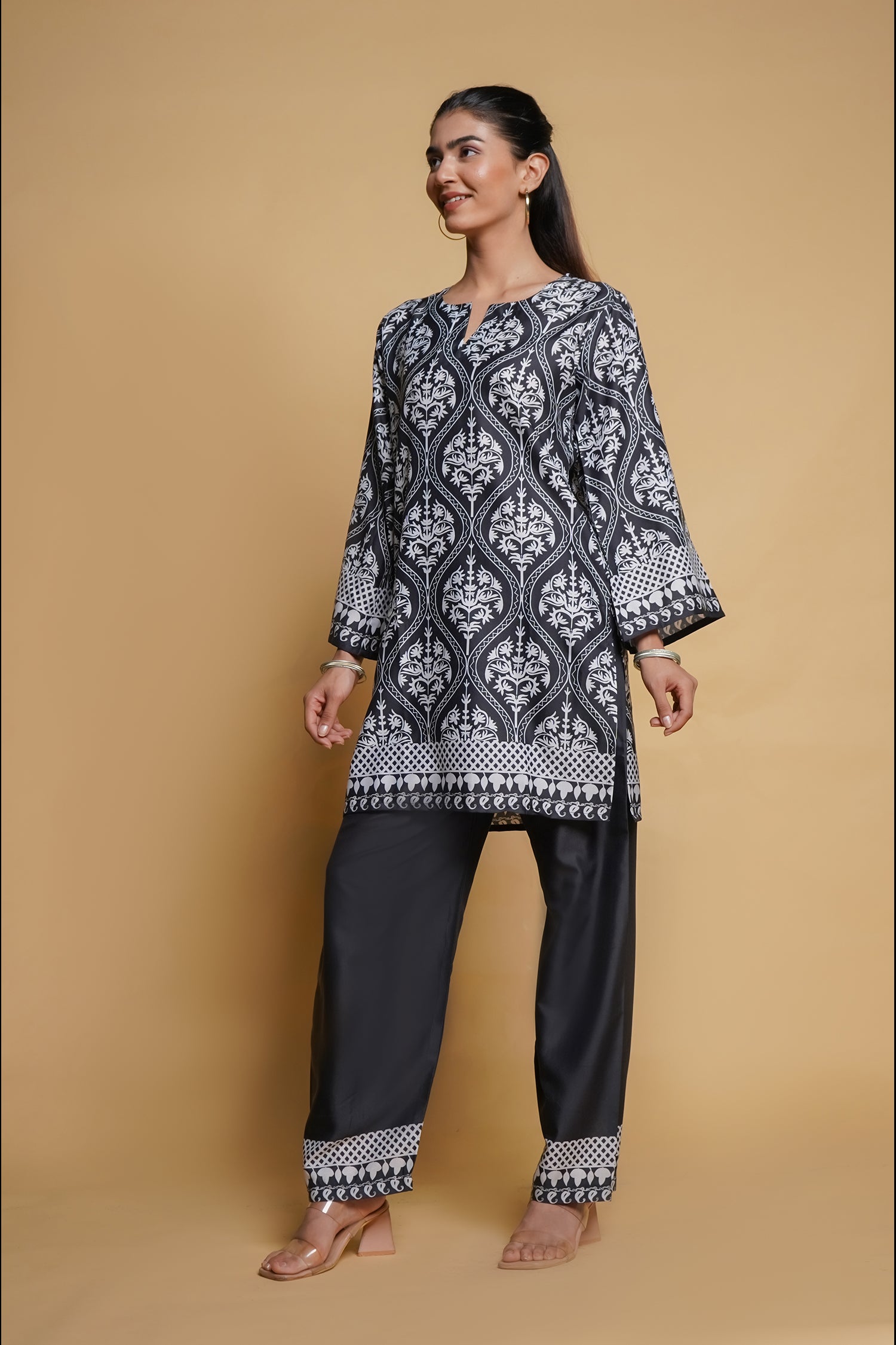 Printkari Poly Muslin Co-ord set in Black