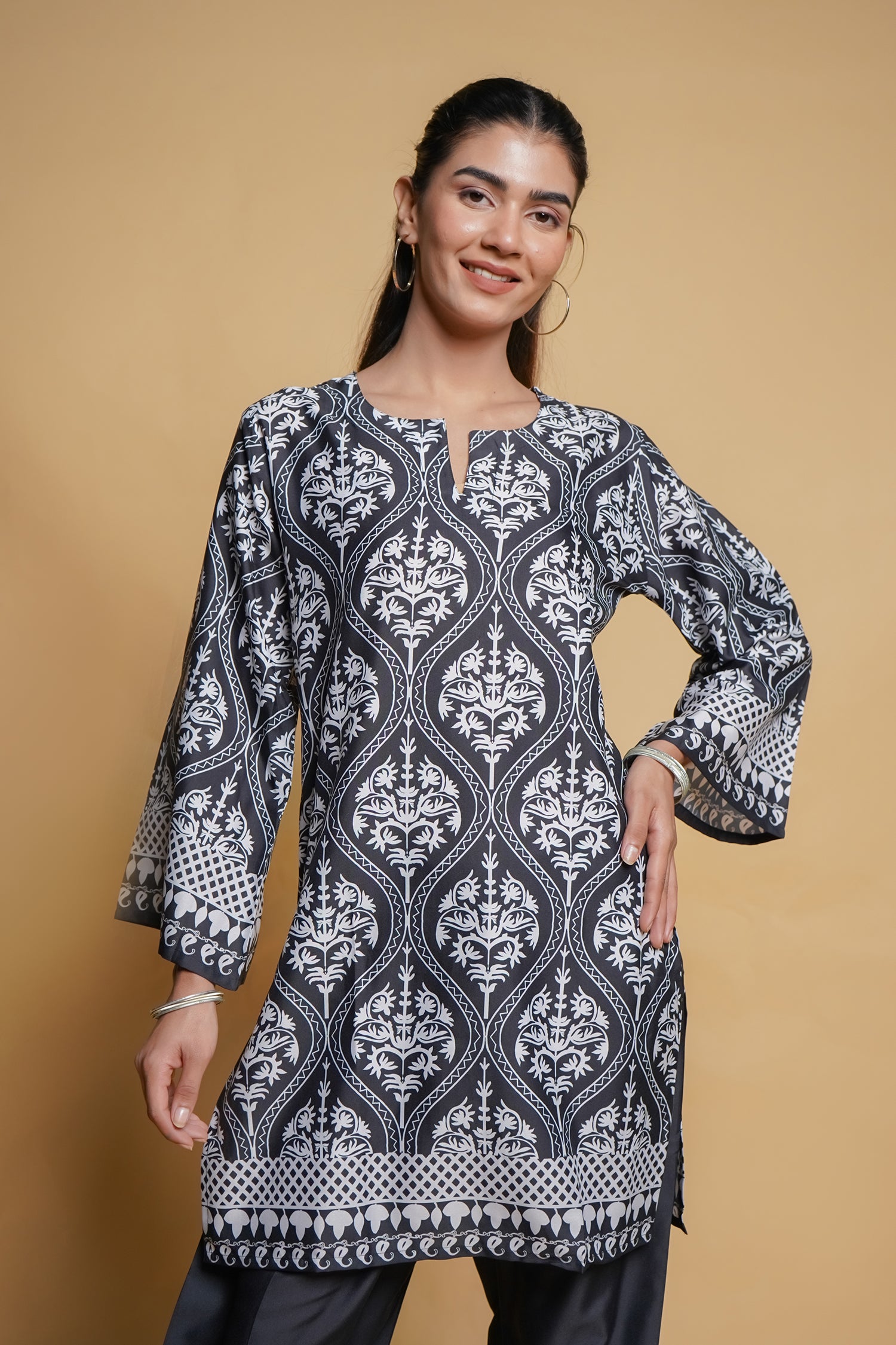 Printkari Poly Muslin Co-ord set in Black