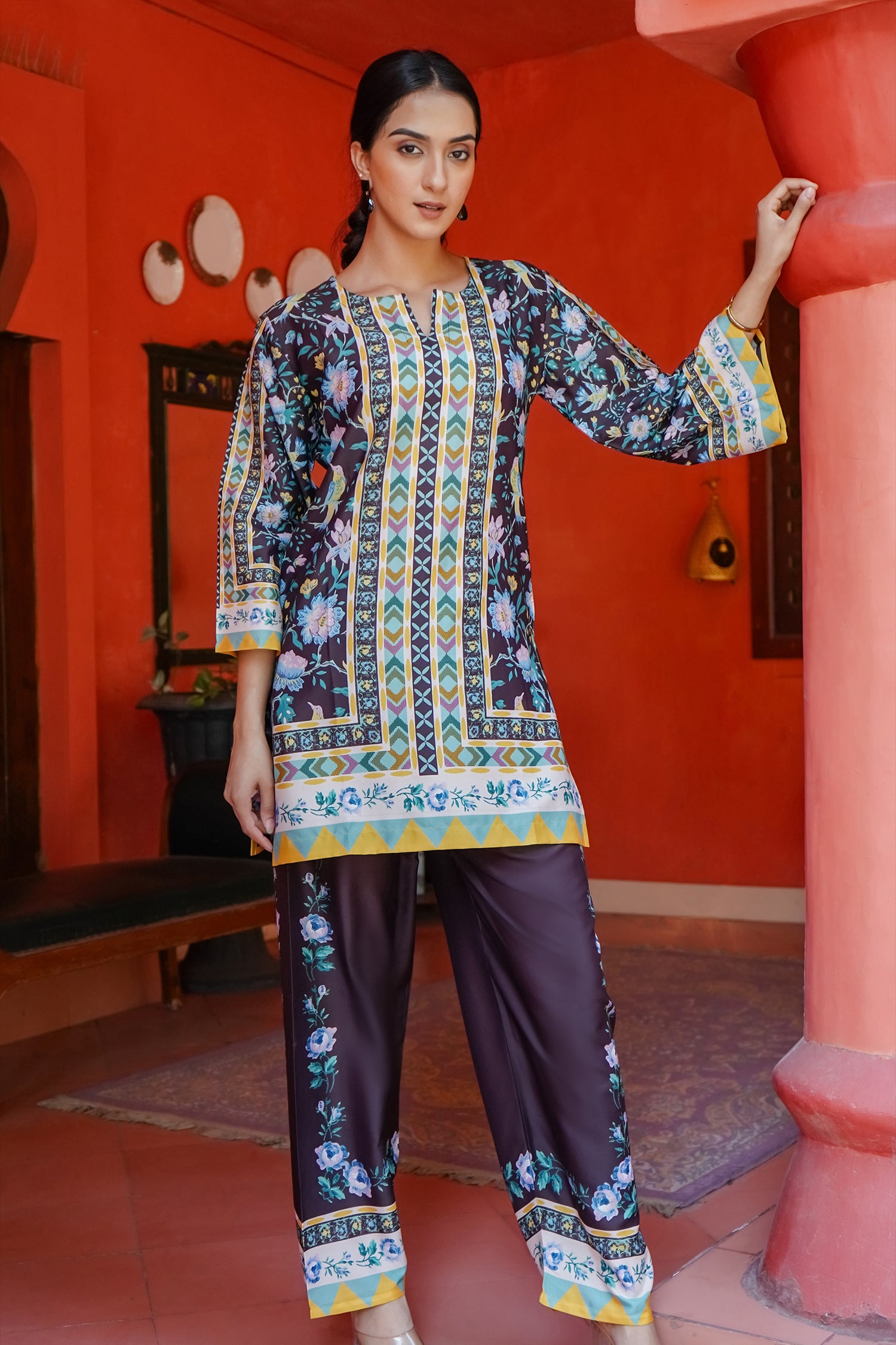 Printkari Poly Muslin Co-ord set in Black