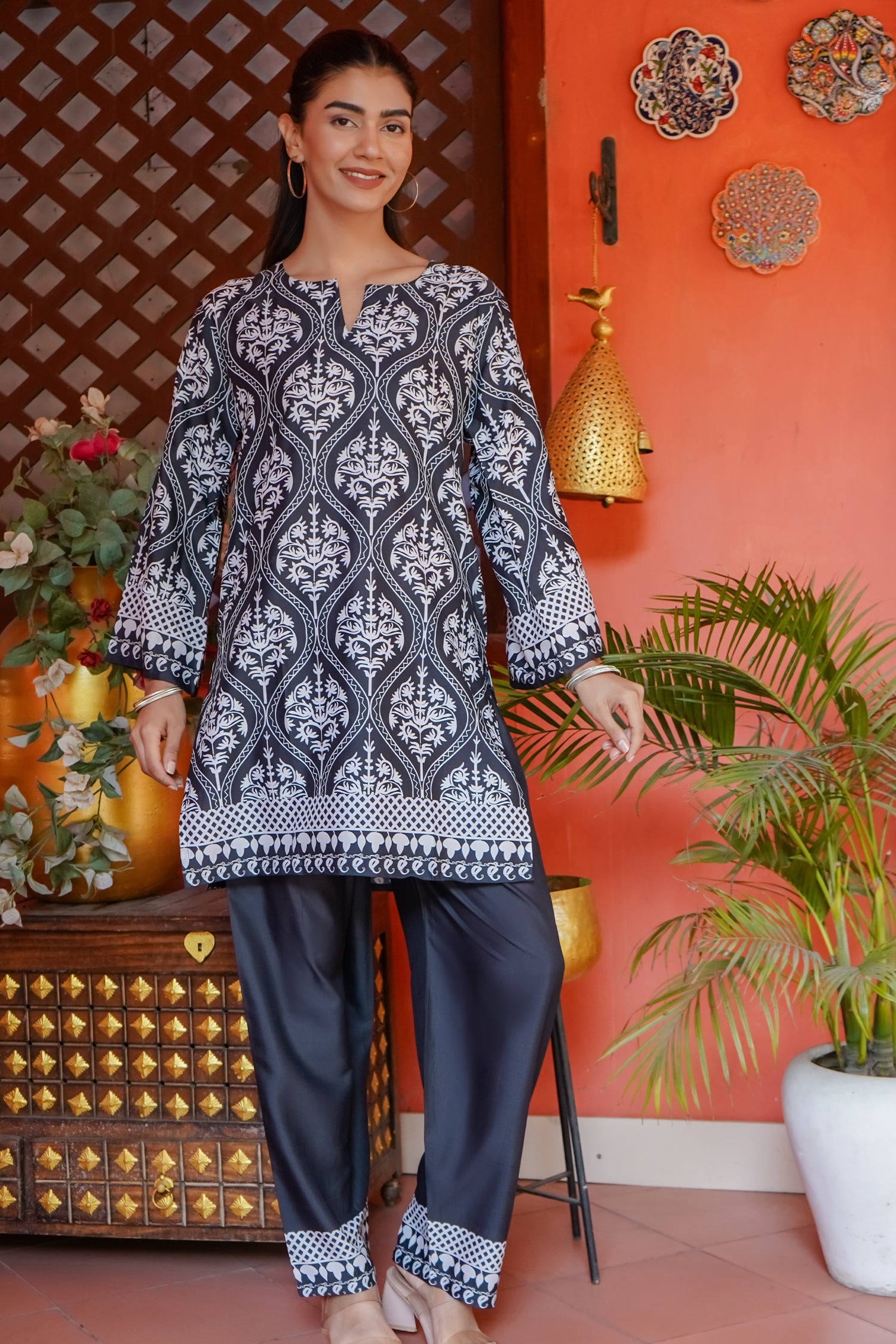 Printkari Poly Muslin Co-ord set in Black