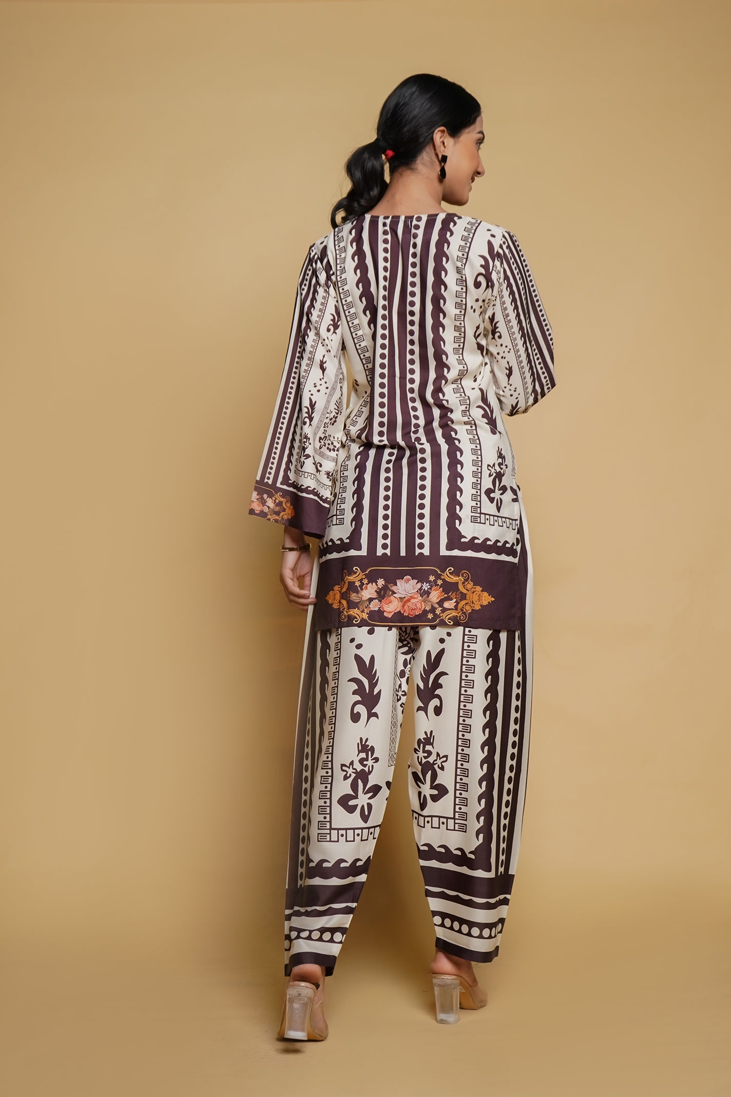 Printkari Poly Muslin Co-ord set in Mocha