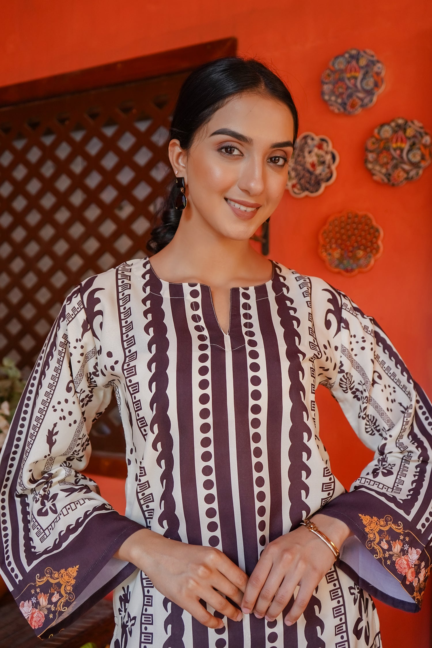 Printkari Poly Muslin Co-ord set in Mocha