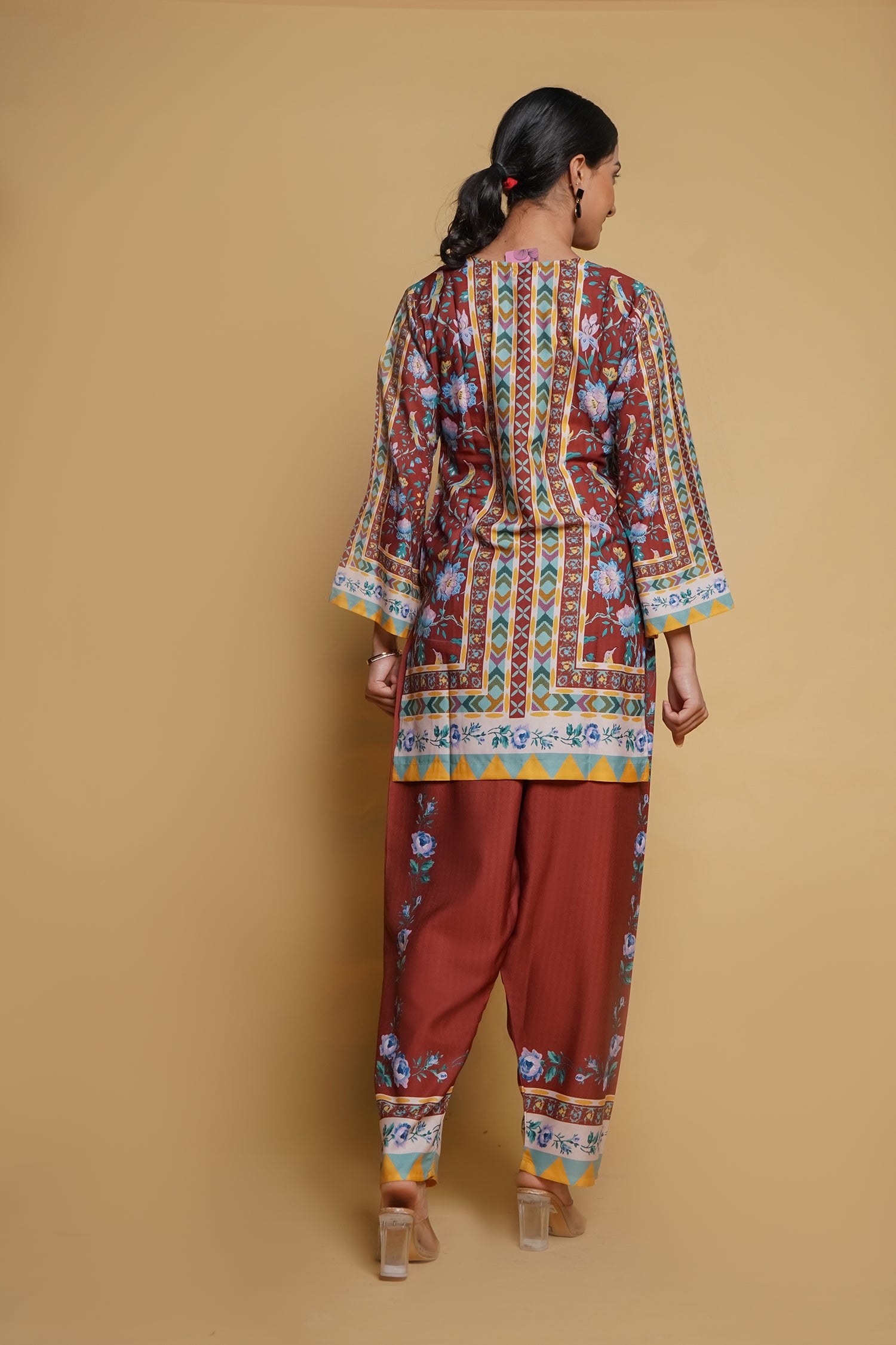 Printkari Poly Muslin Co-ord set in Mocha Brown