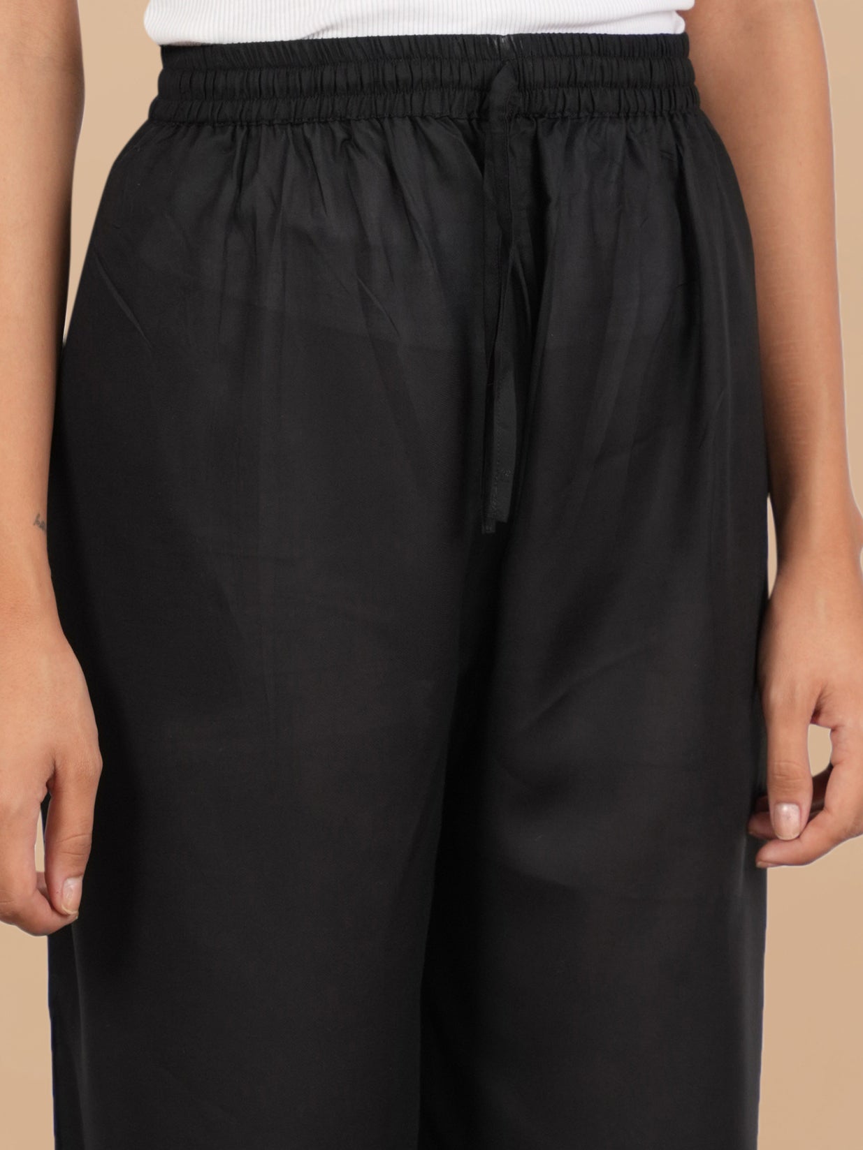 House Of Kari Black Rayon Cotton Pants