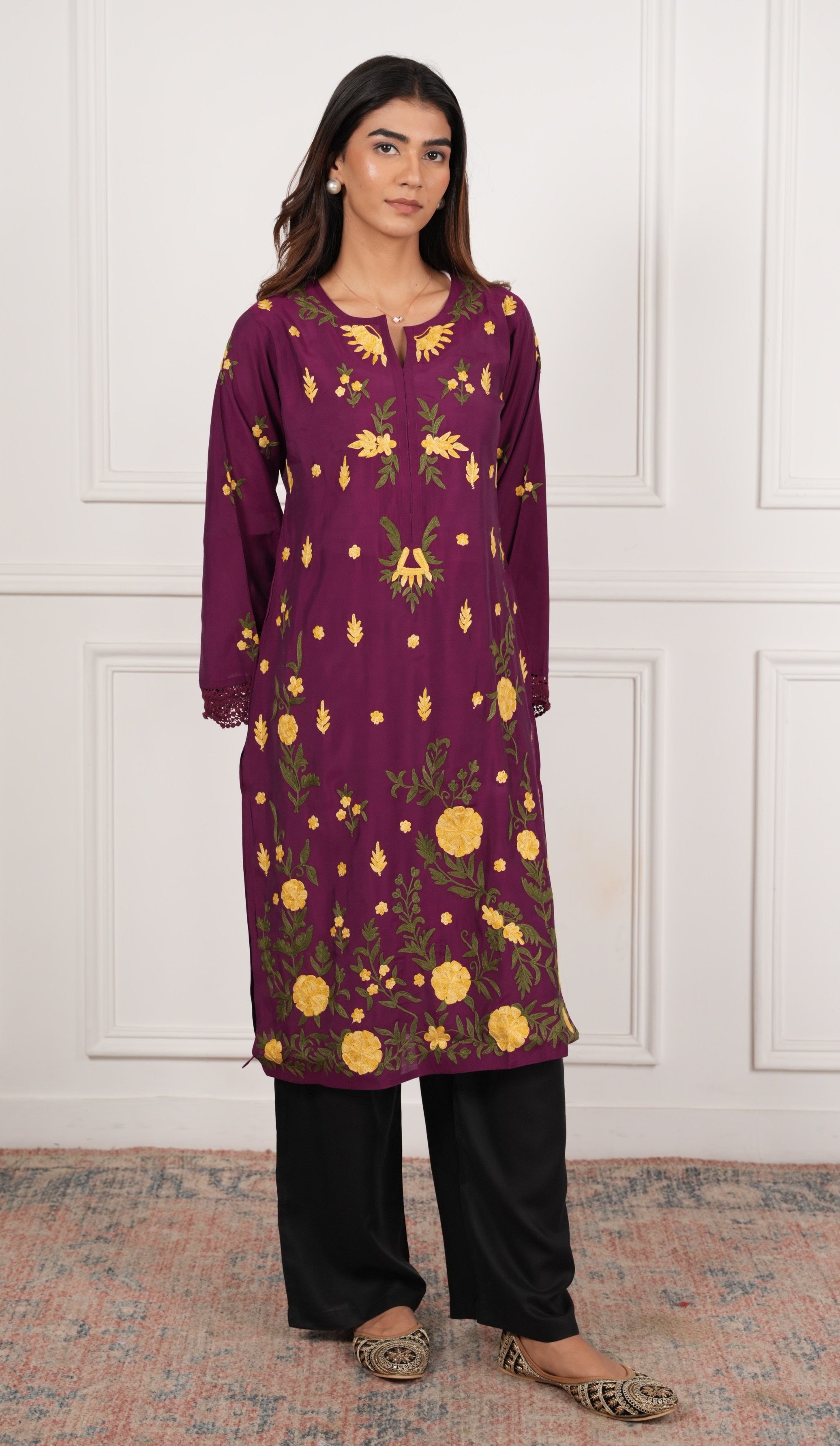 House Of Kari Black Rayon Cotton Pants