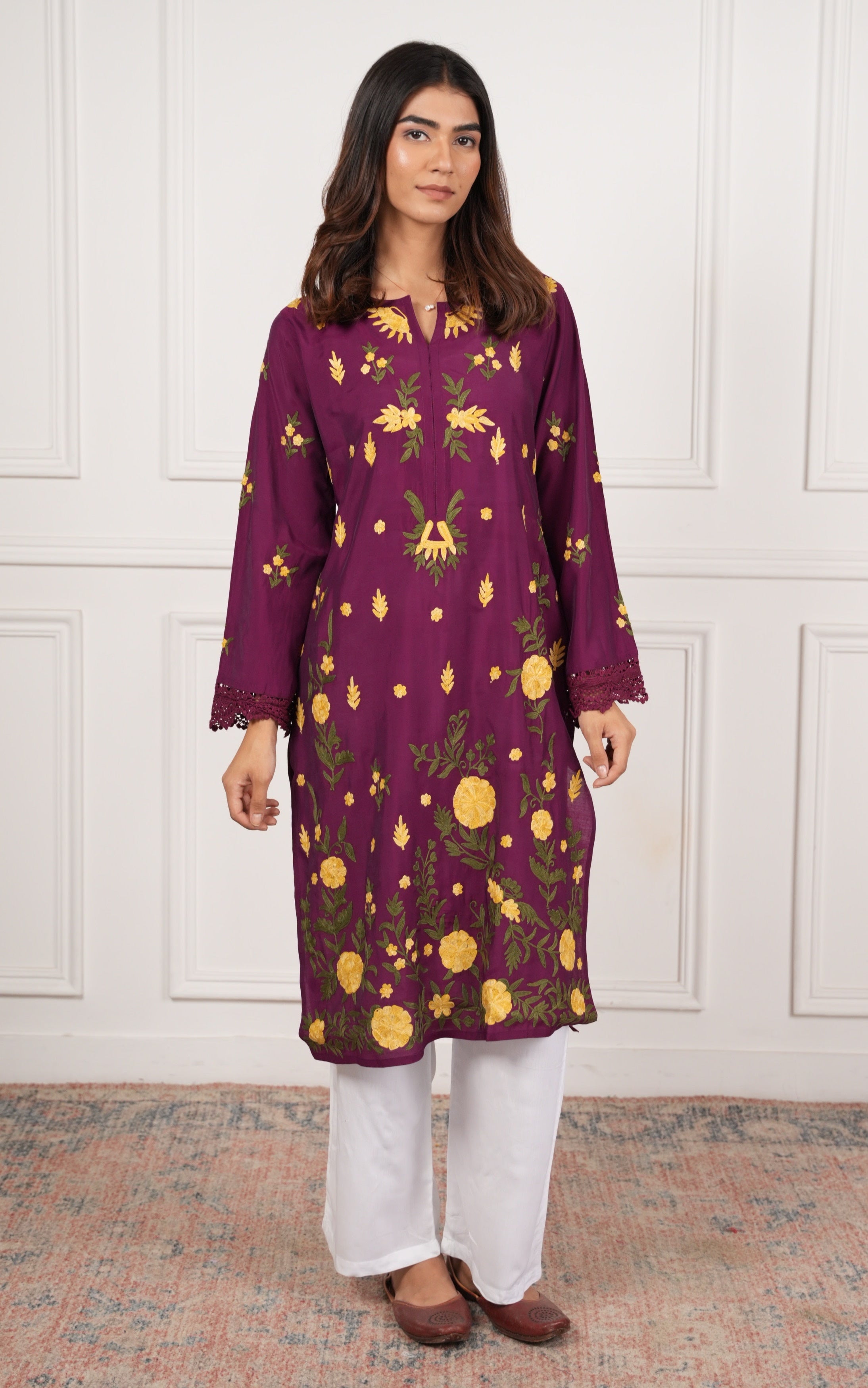 House Of Kari White Rayon Cotton Pants