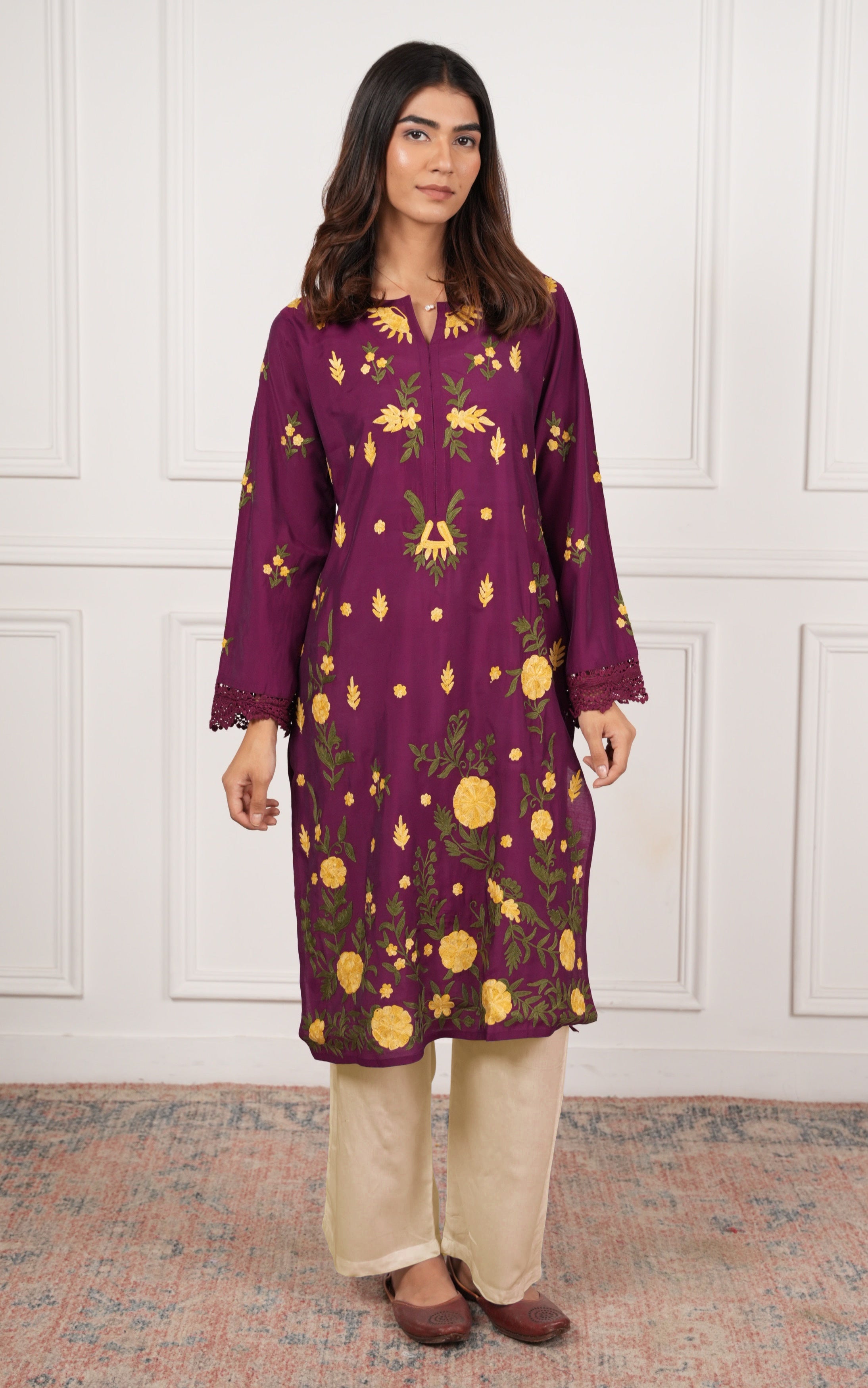 House Of Kari Beige Rayon Cotton Pants