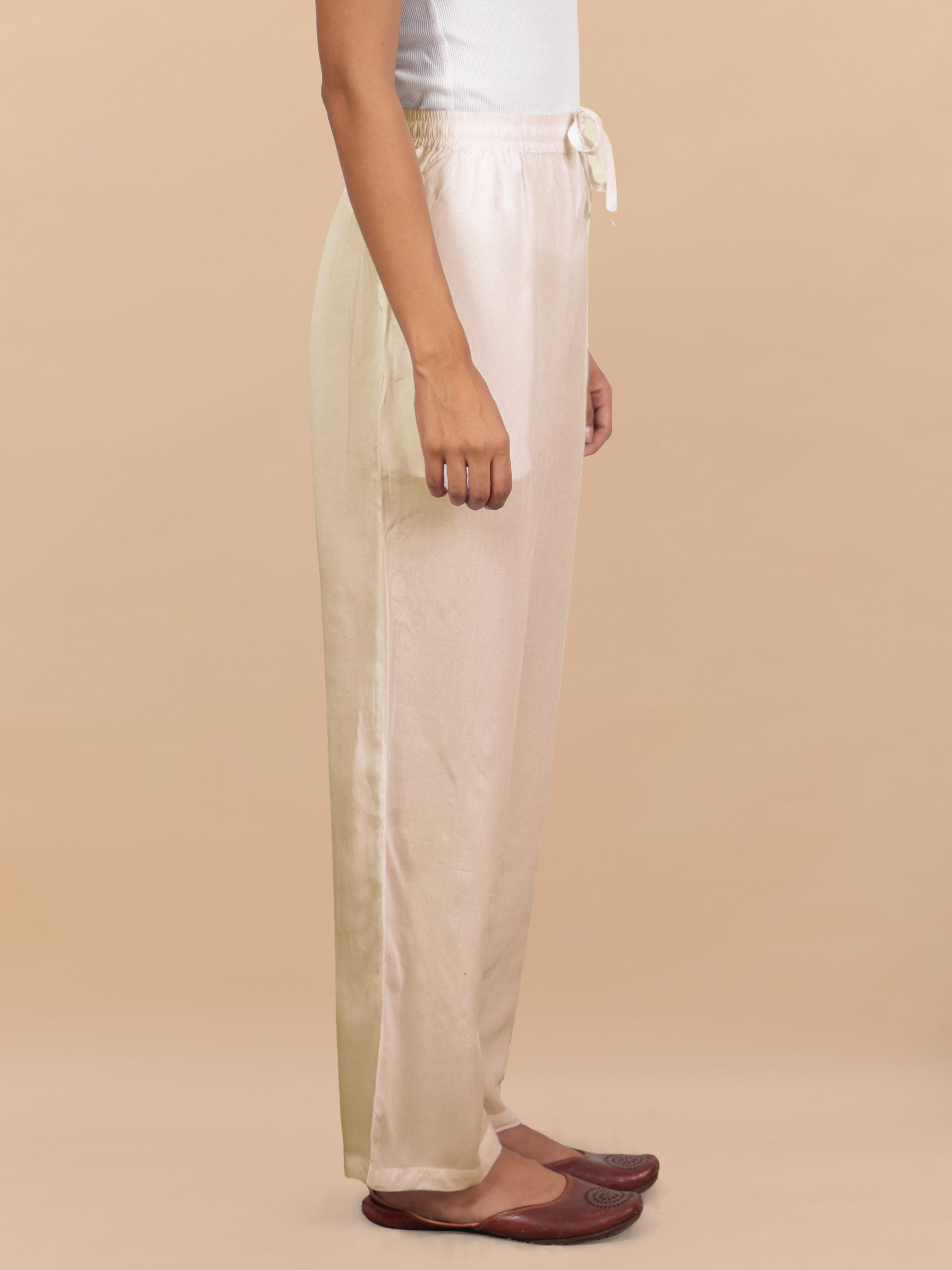 House Of Kari Beige Rayon Cotton Pants