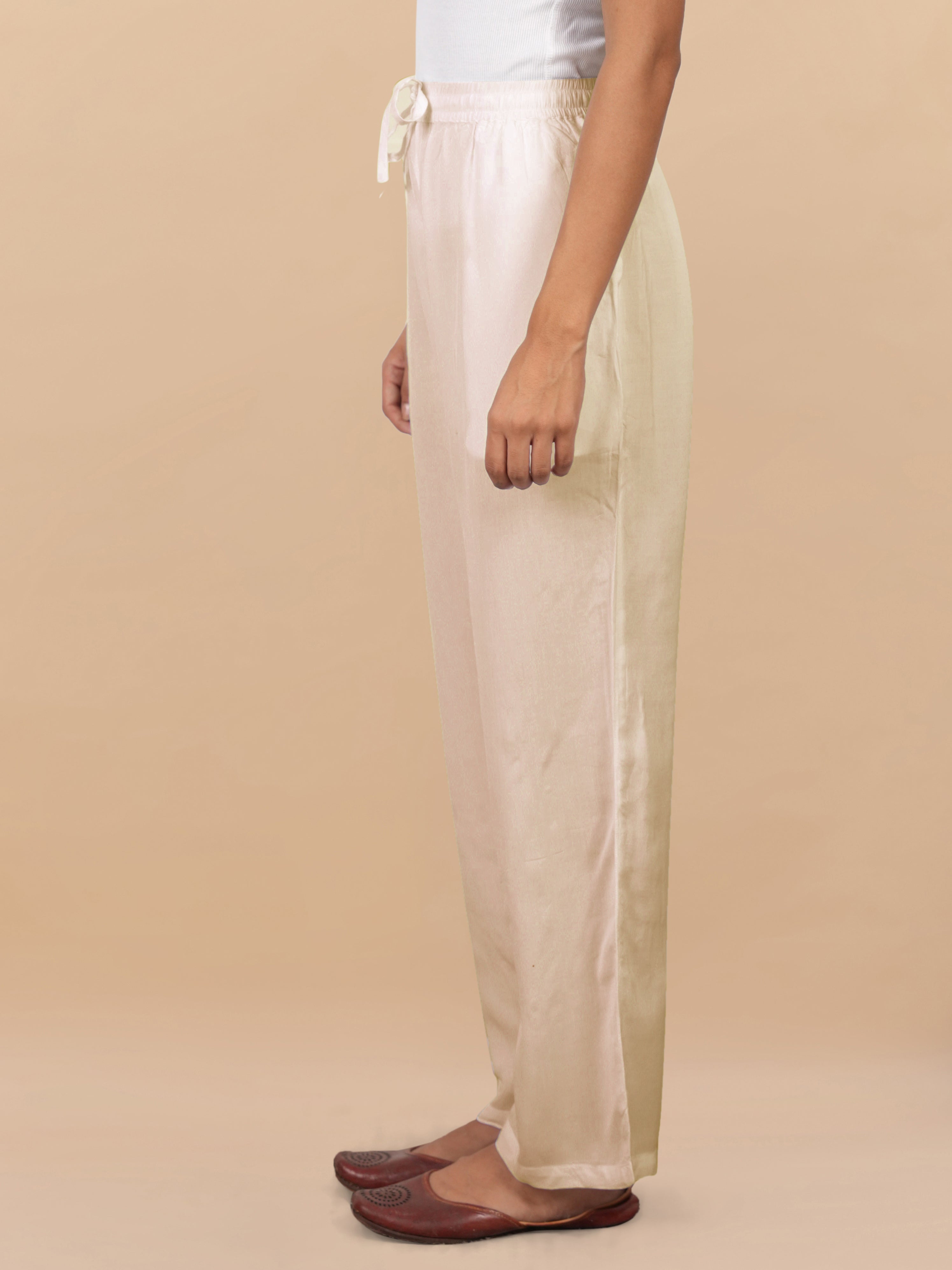 House Of Kari Beige Rayon Cotton Pants