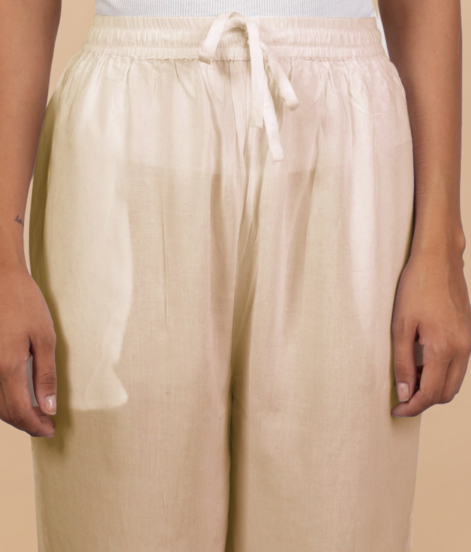 House Of Kari Beige Rayon Cotton Pants