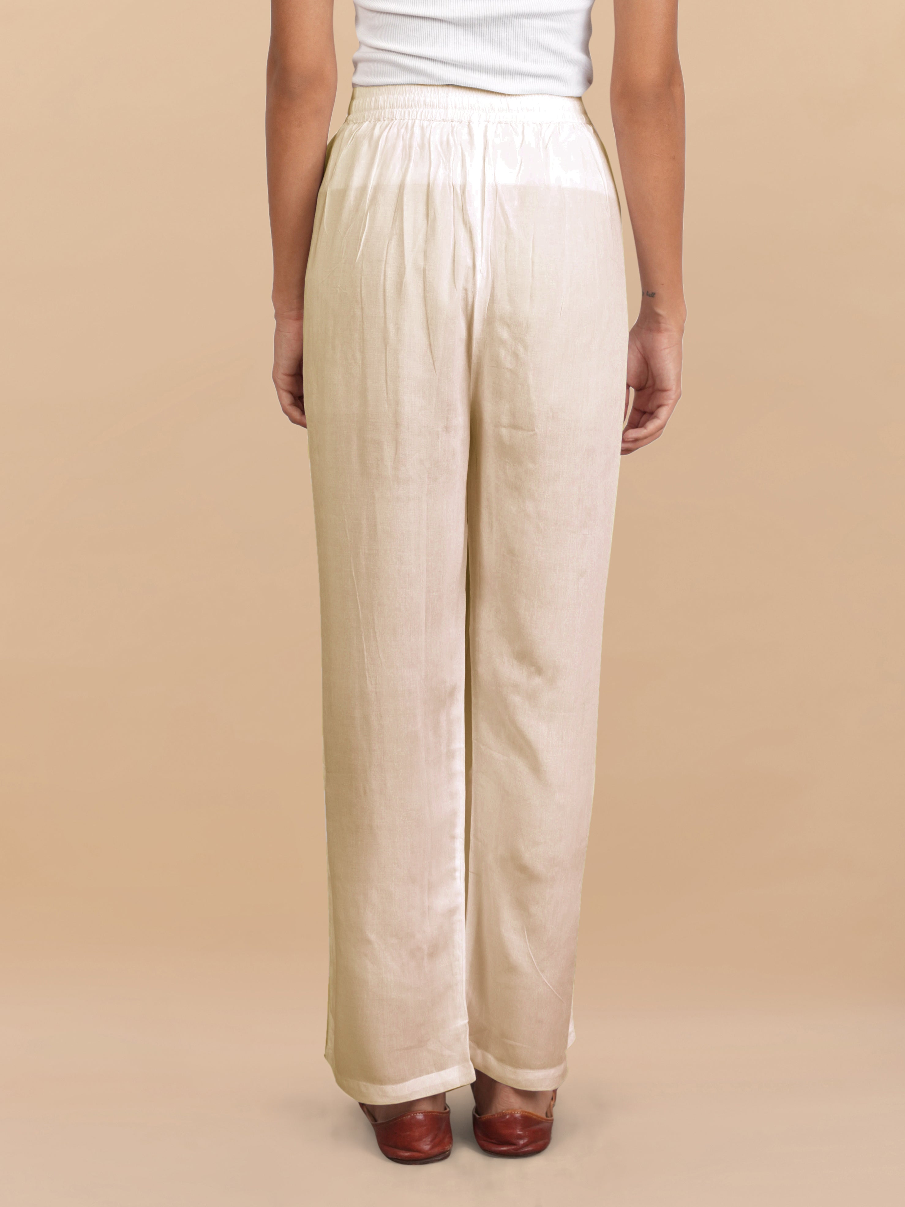 House Of Kari Beige Rayon Cotton Pants