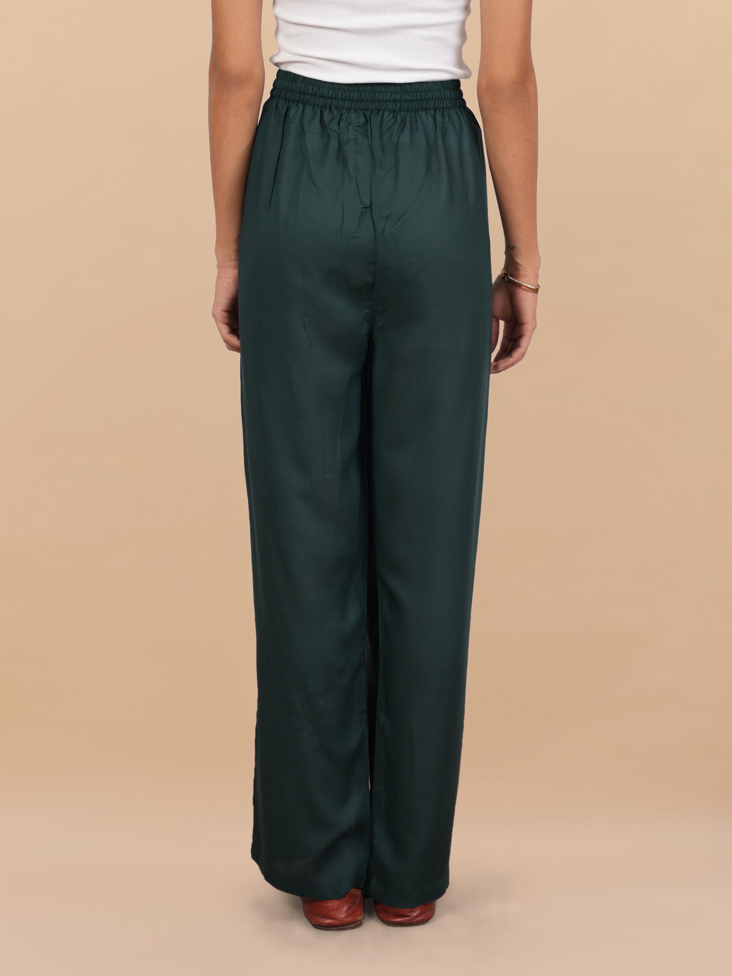 House Of Kari Green Rayon Cotton Pants