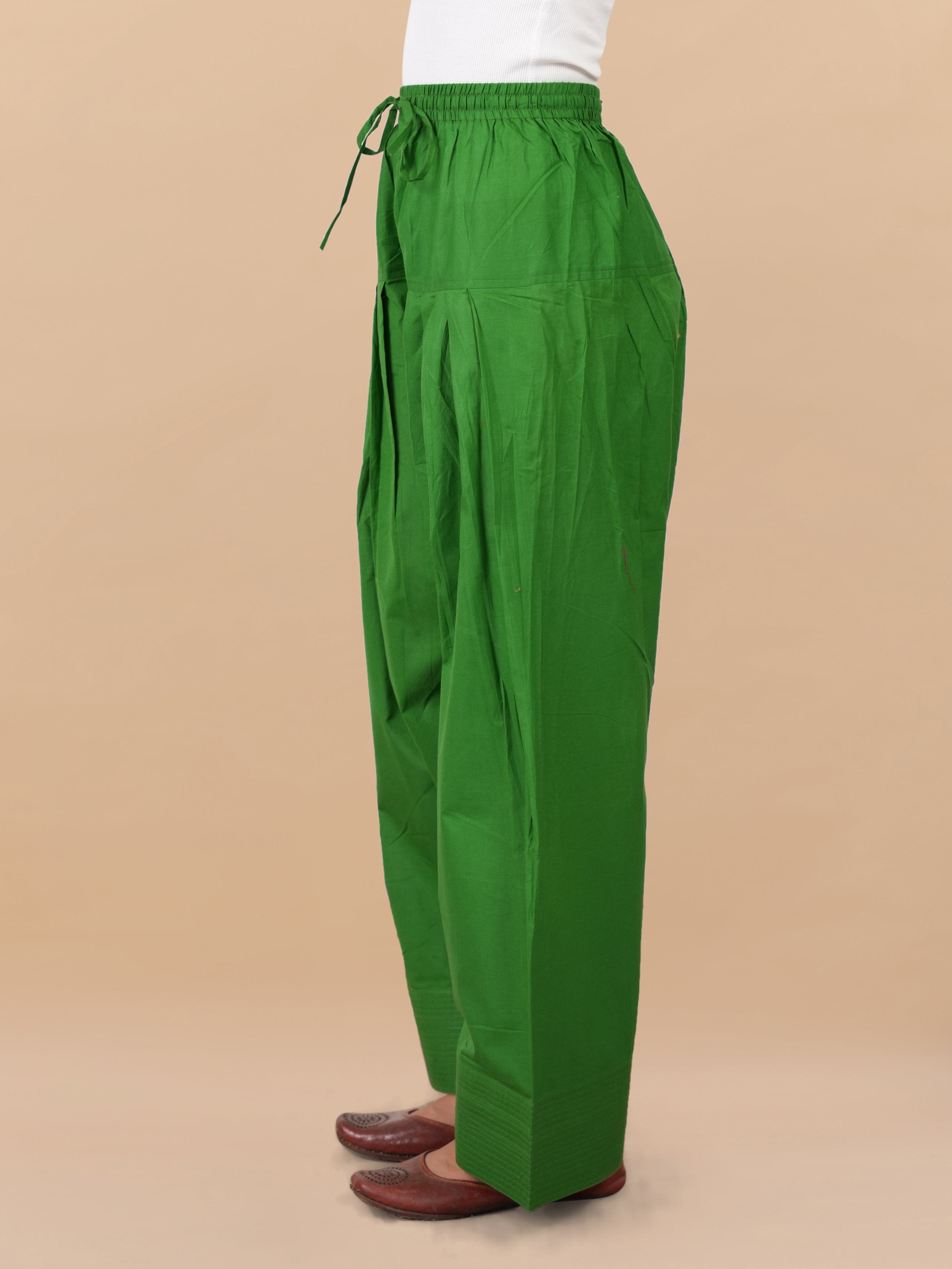 House Of Kari Green Farsi Cotton Pants