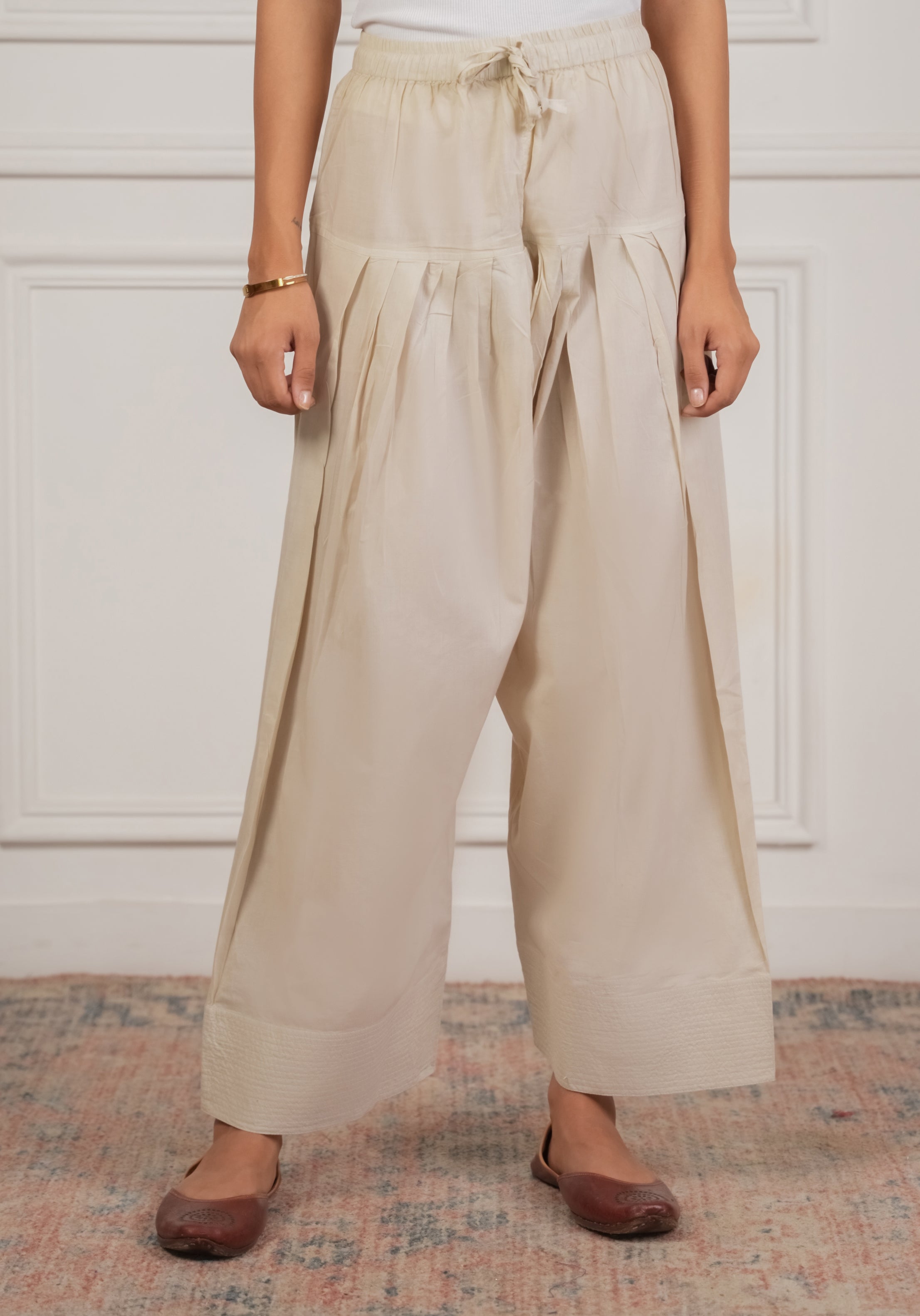 House Of Kari Beige Farsi Cotton Pants