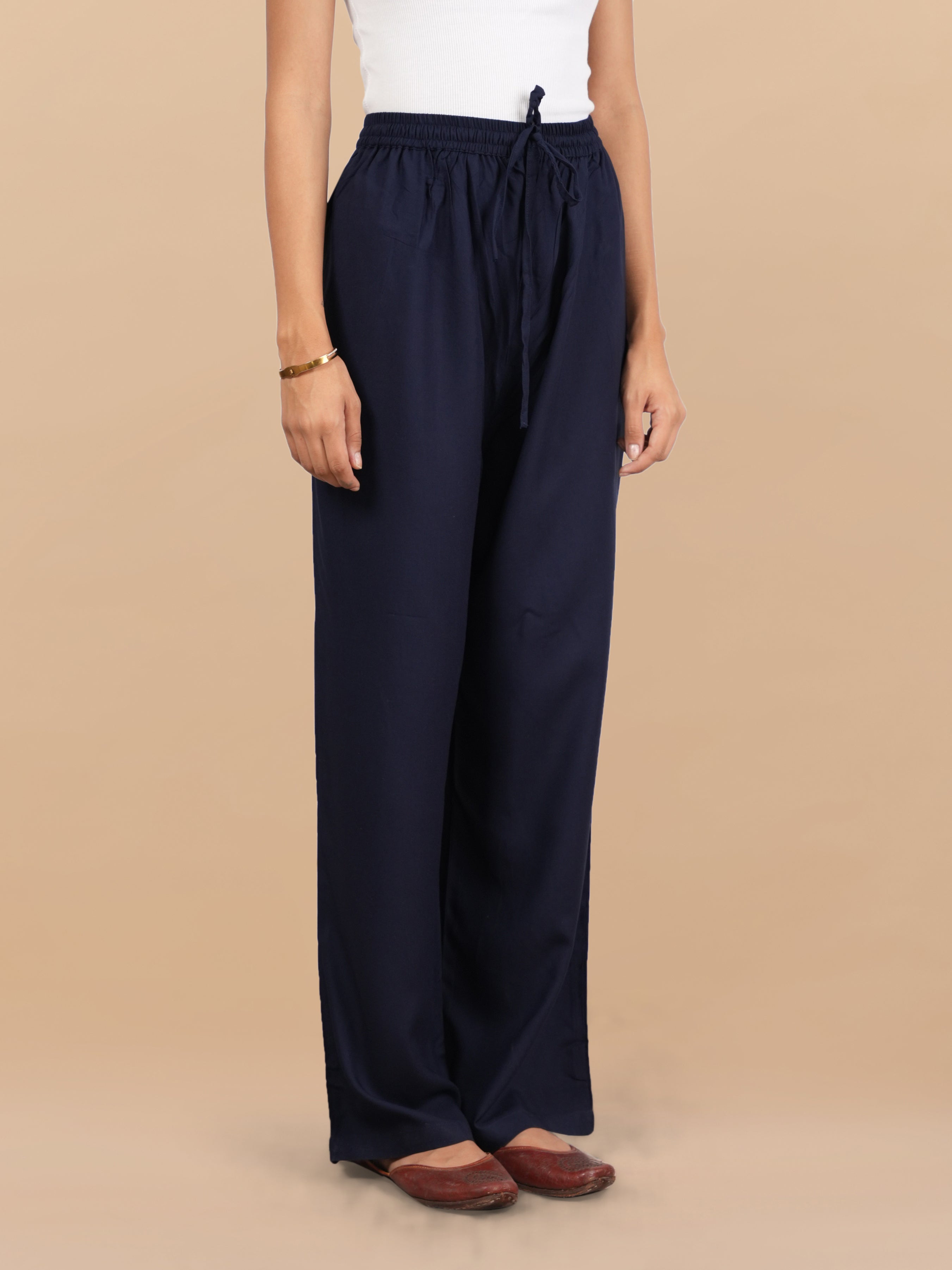 House Of Kari Blue Rayon Cotton Pants