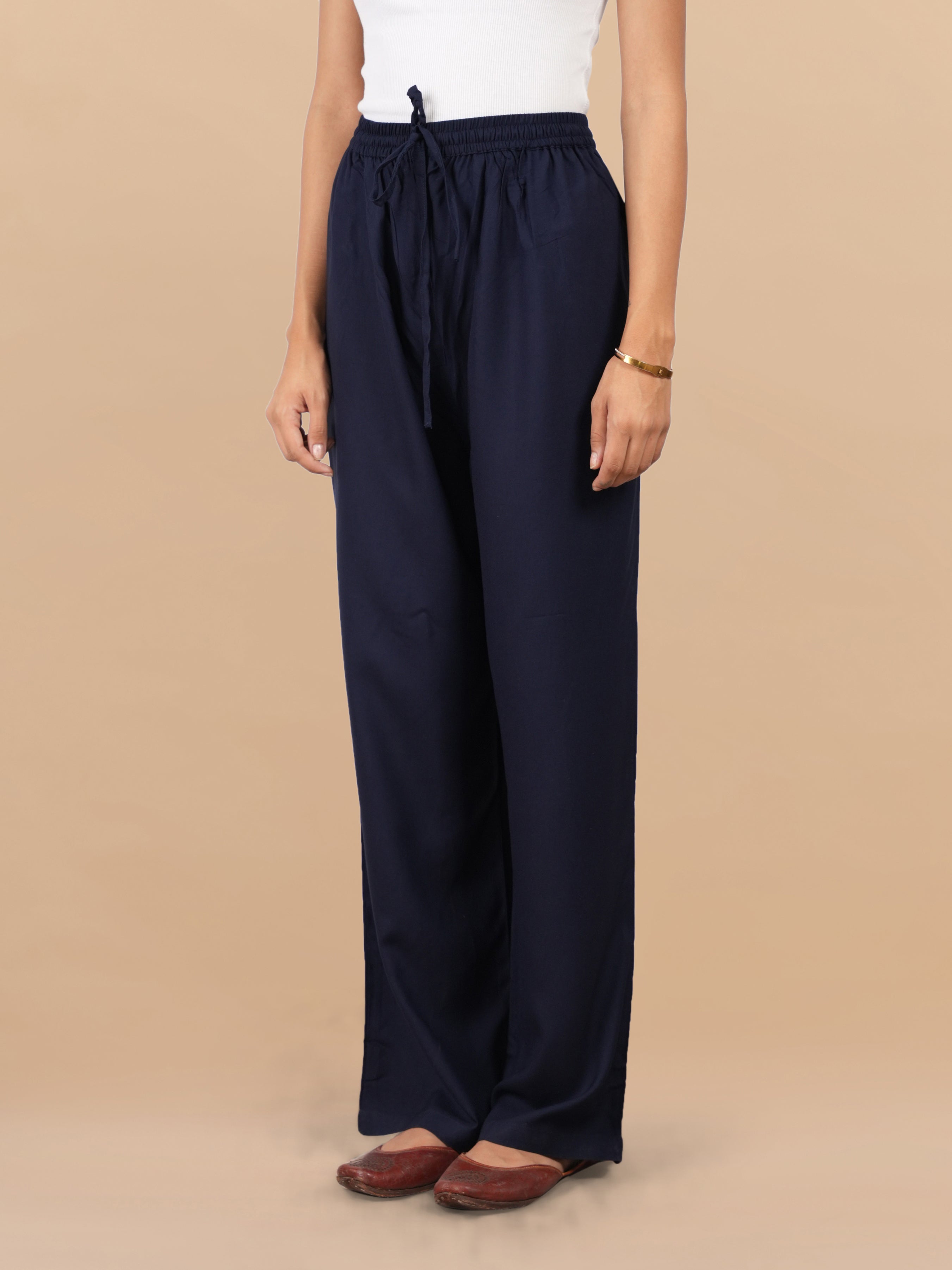 House Of Kari Blue Rayon Cotton Pants
