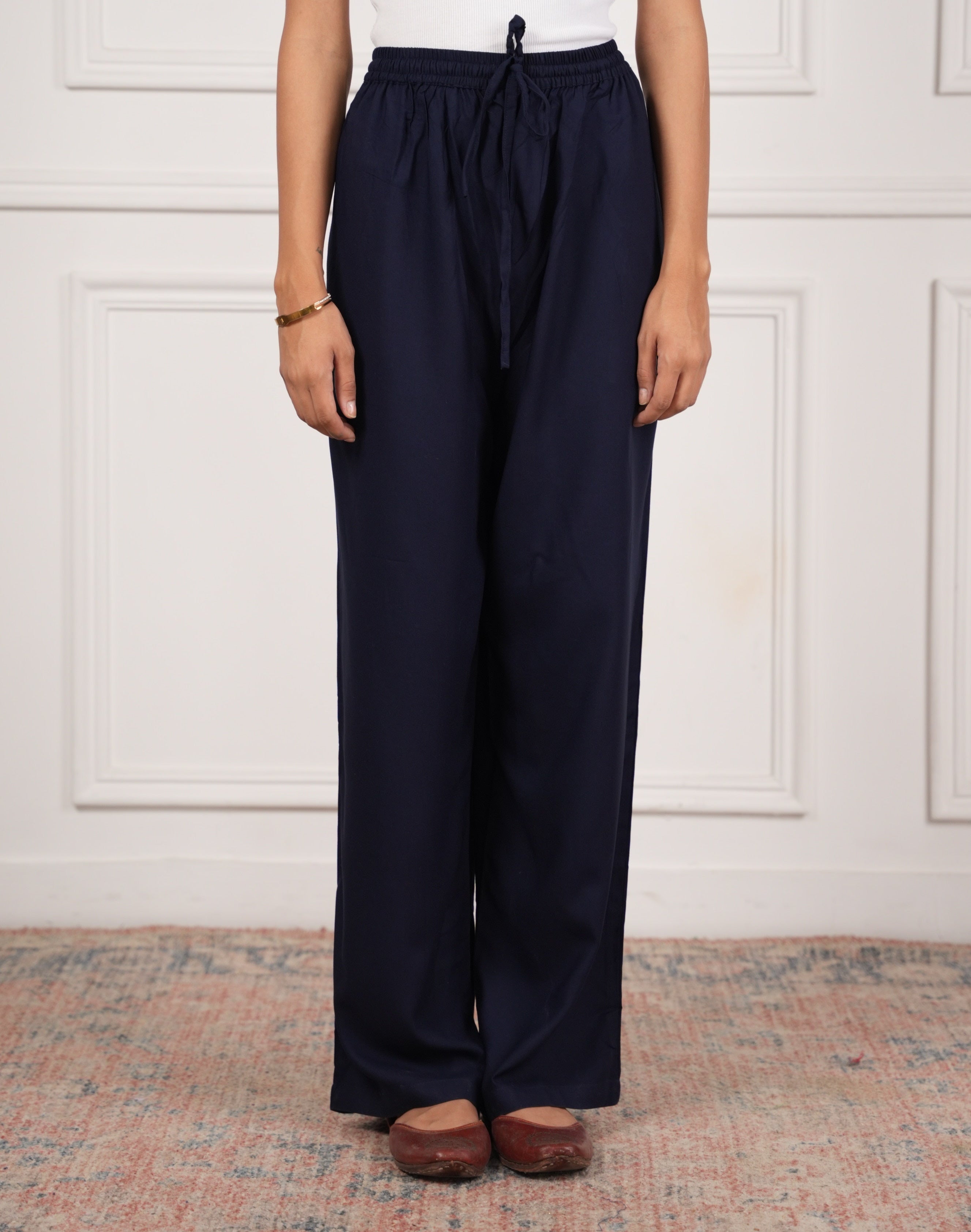 House Of Kari Blue Rayon Cotton Pants