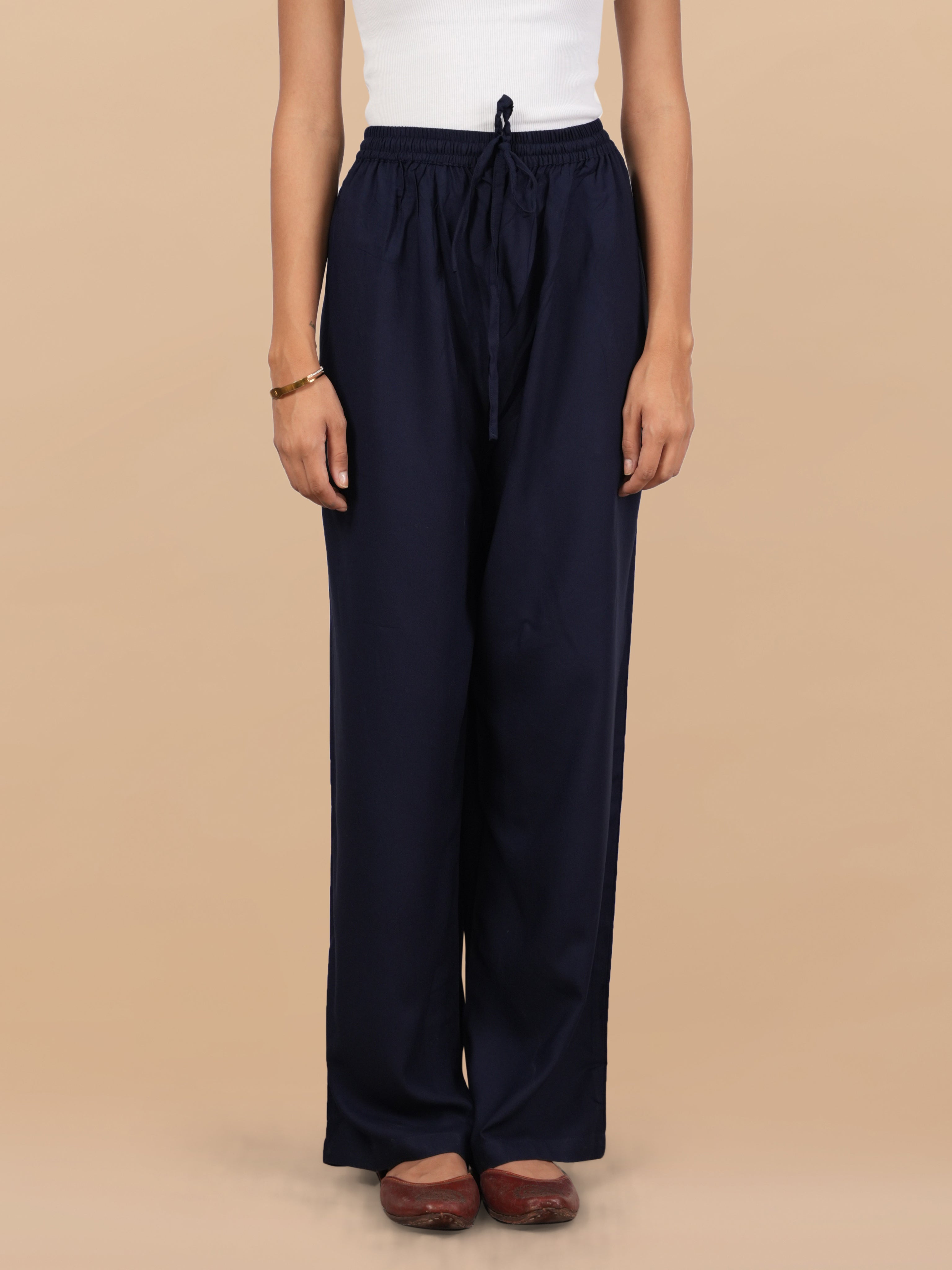 House Of Kari Blue Rayon Cotton Pants