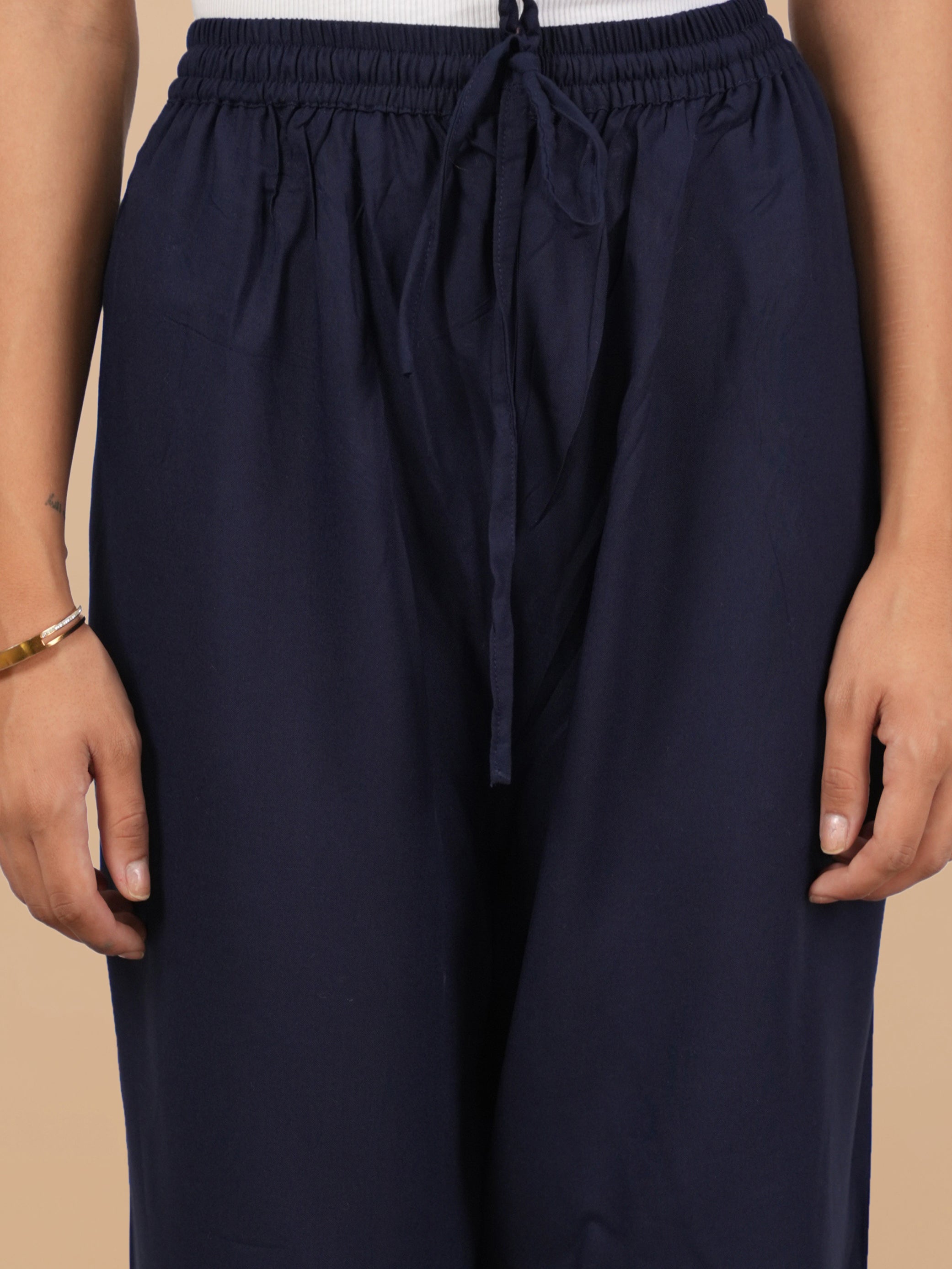 House Of Kari Blue Rayon Cotton Pants