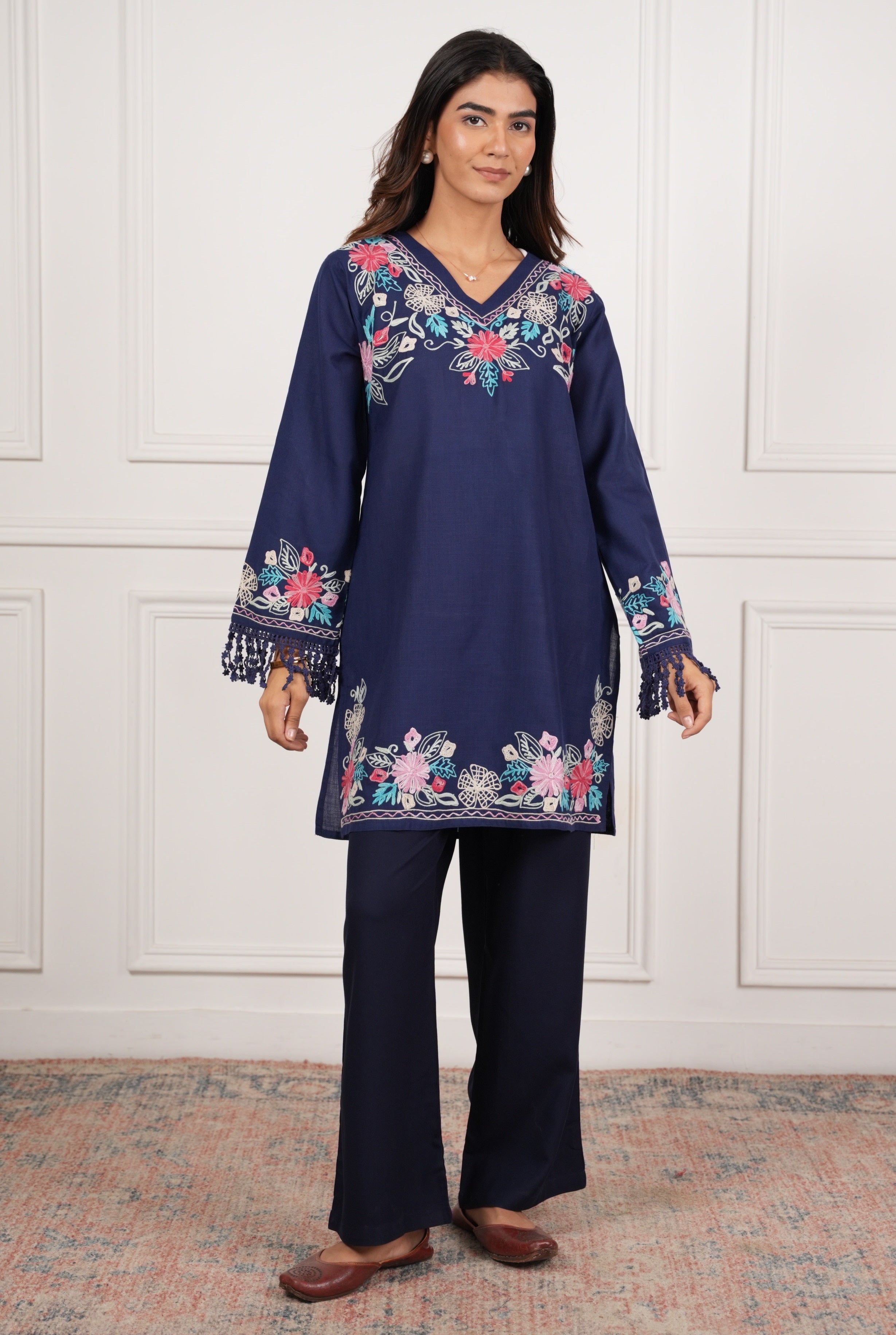 House Of Kari Blue Rayon Cotton Pants