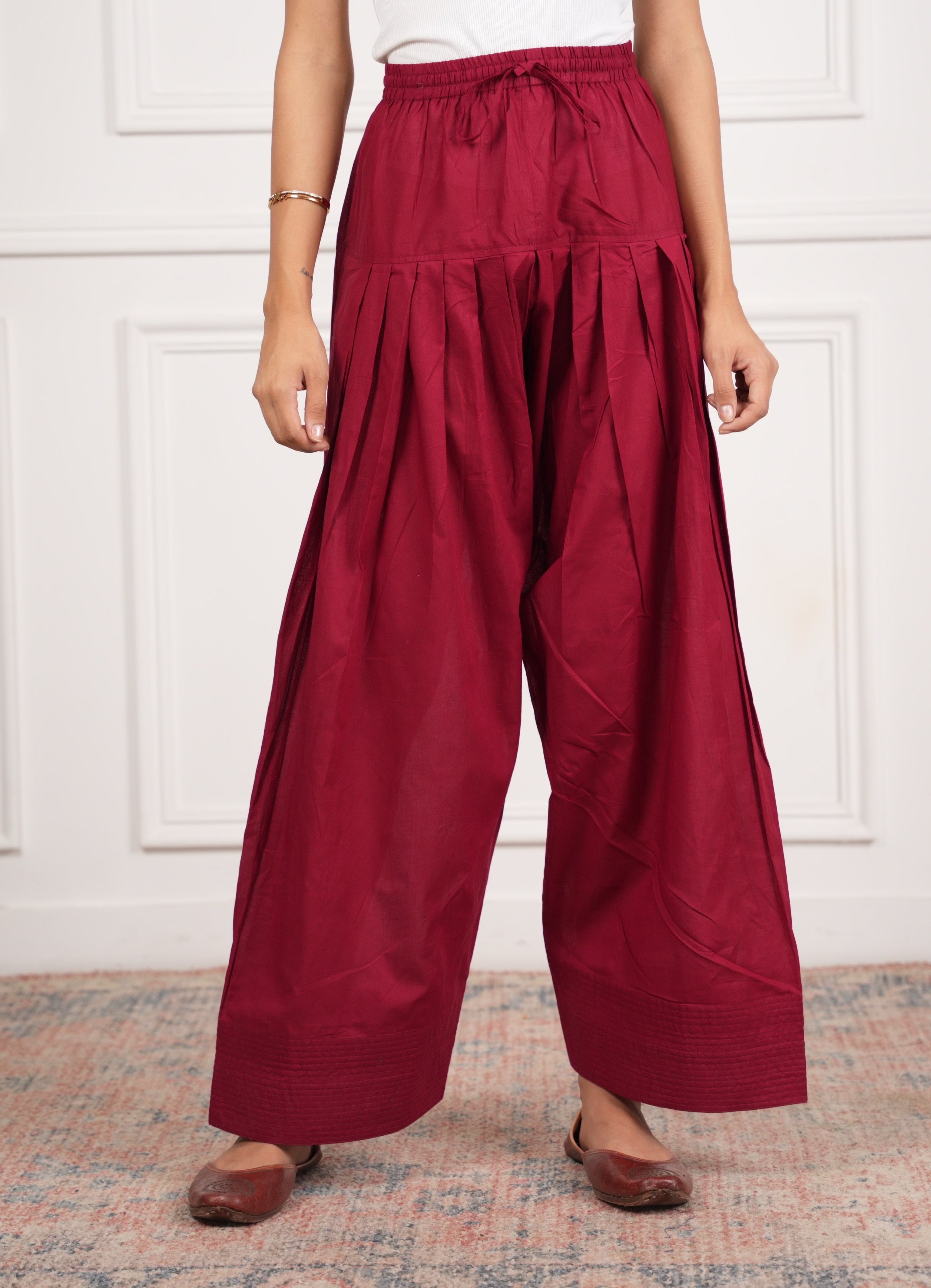 House Of Kari Maroon Farsi Cotton Pants