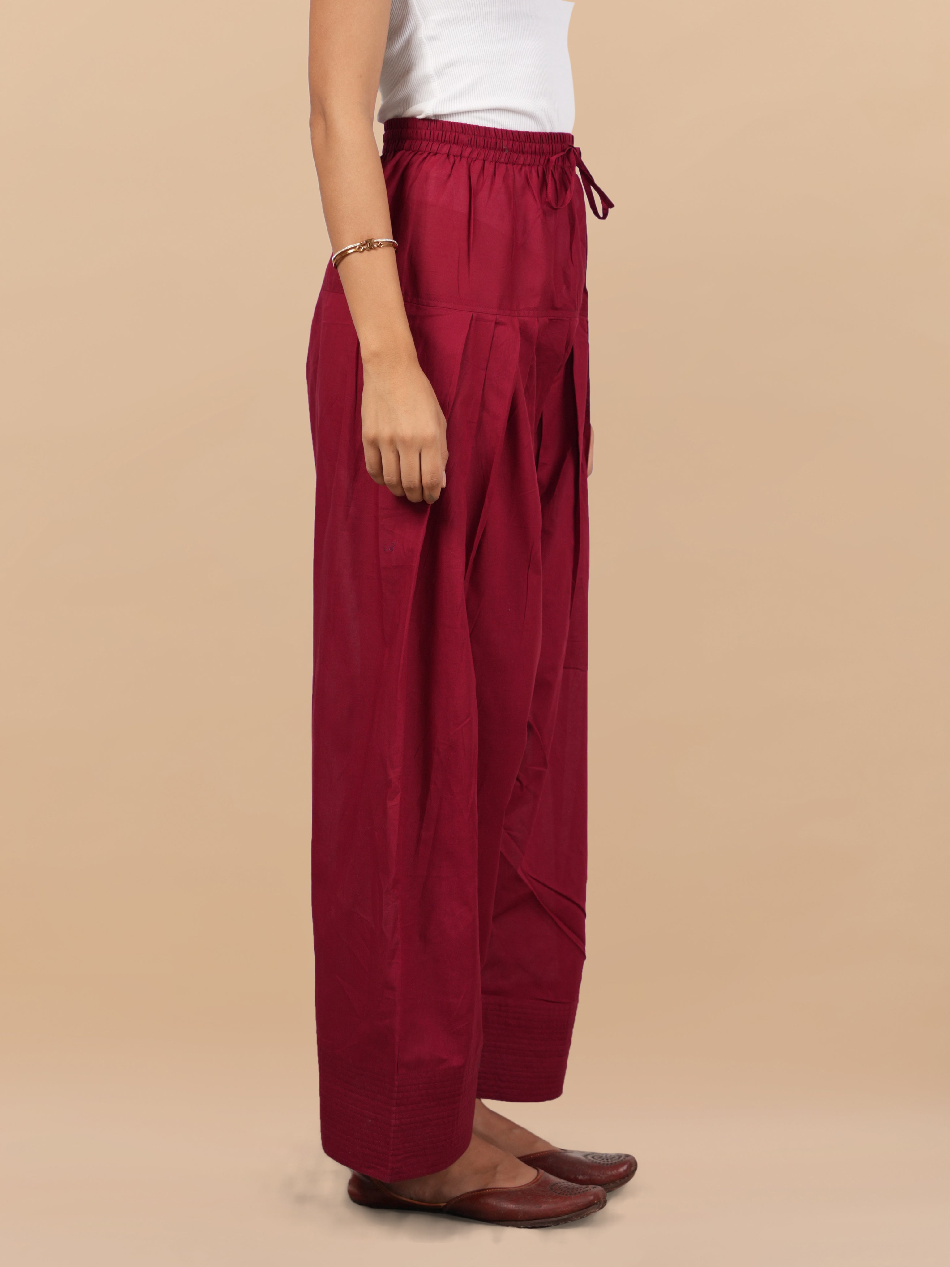 House Of Kari Maroon Farsi Cotton Pants