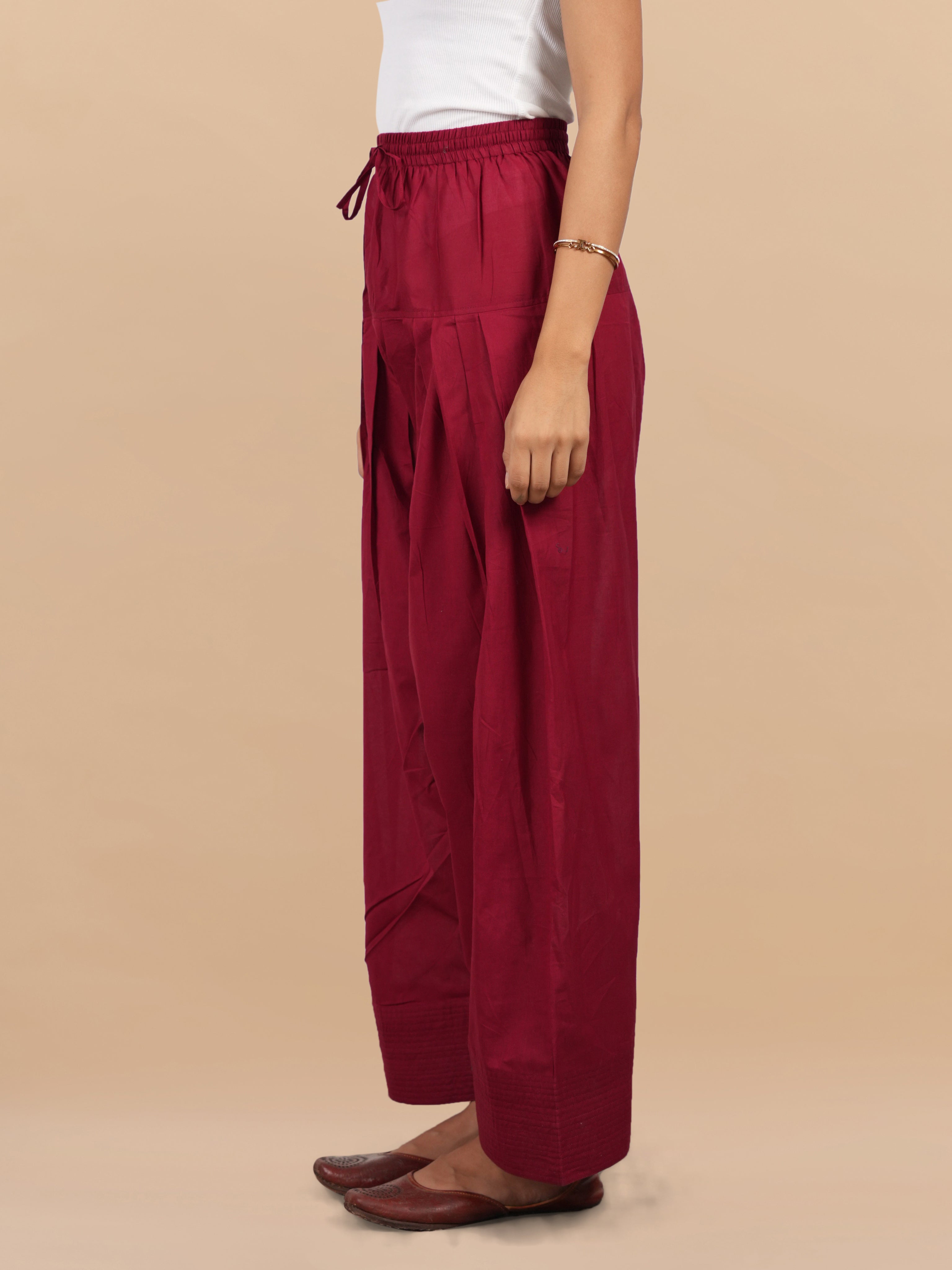 House Of Kari Maroon Farsi Cotton Pants