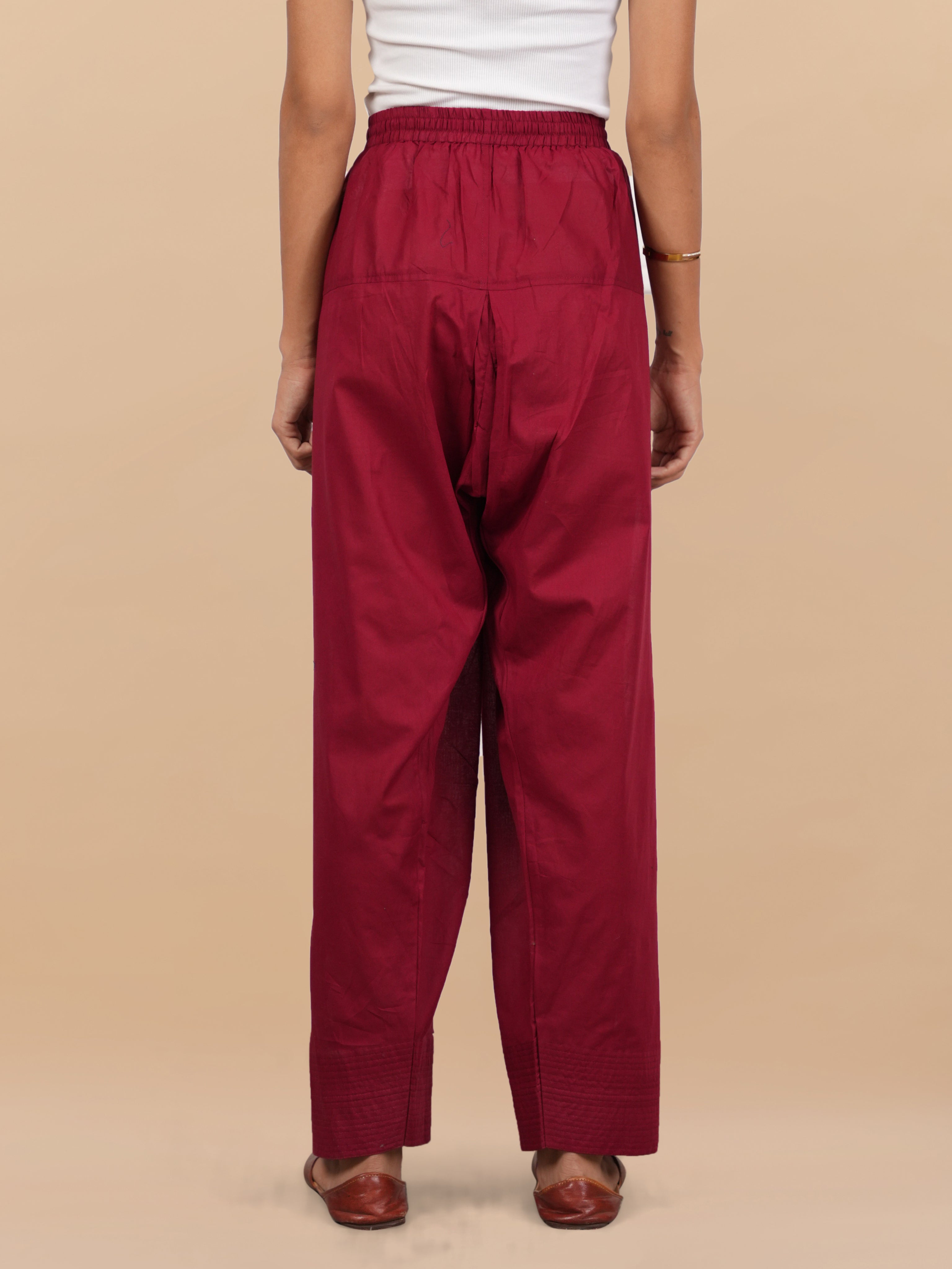 House Of Kari Maroon Farsi Cotton Pants