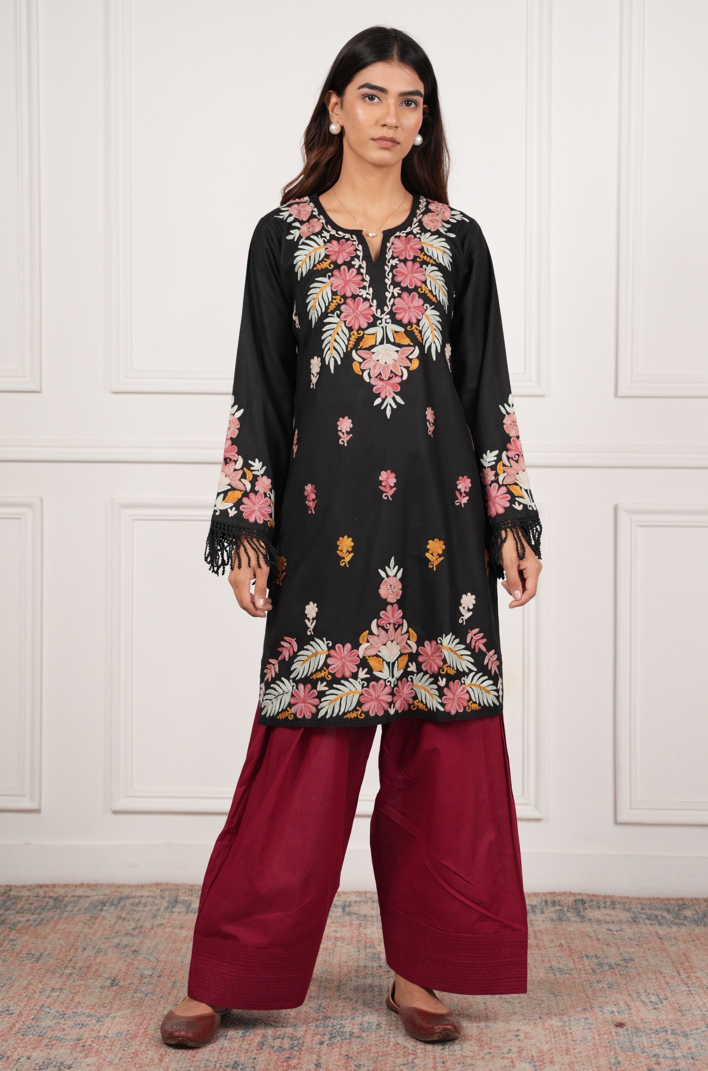 House Of Kari Maroon Farsi Cotton Pants