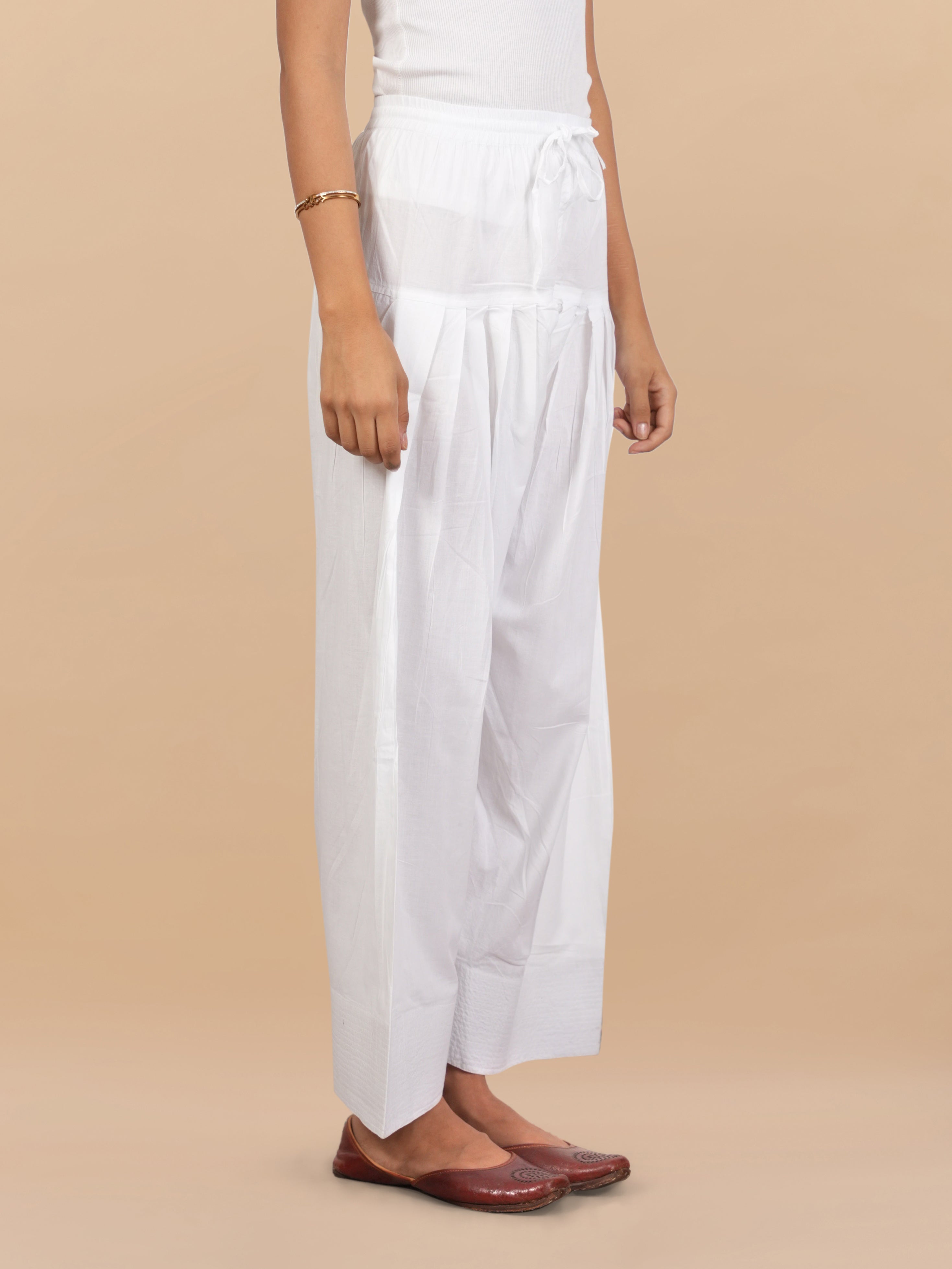 House Of Kari White Farsi Cotton Pants
