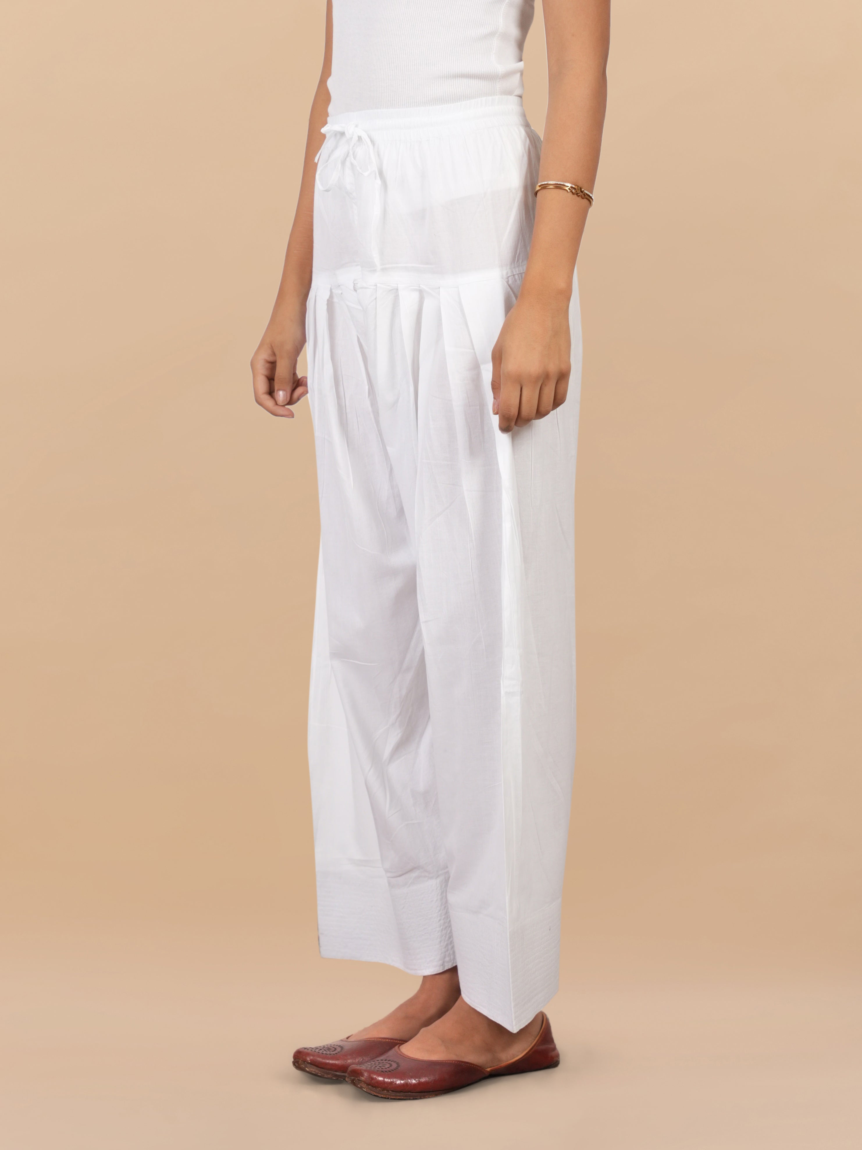House Of Kari White Farsi Cotton Pants