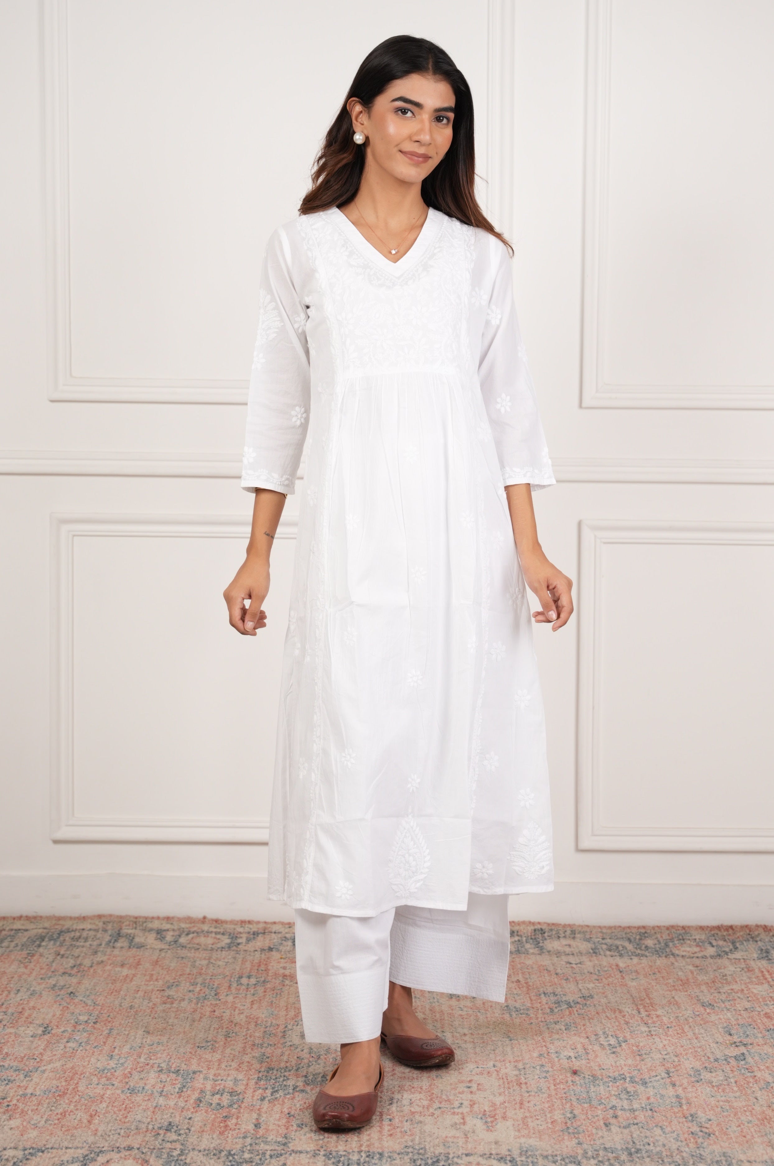 House Of Kari White Farsi Cotton Pants