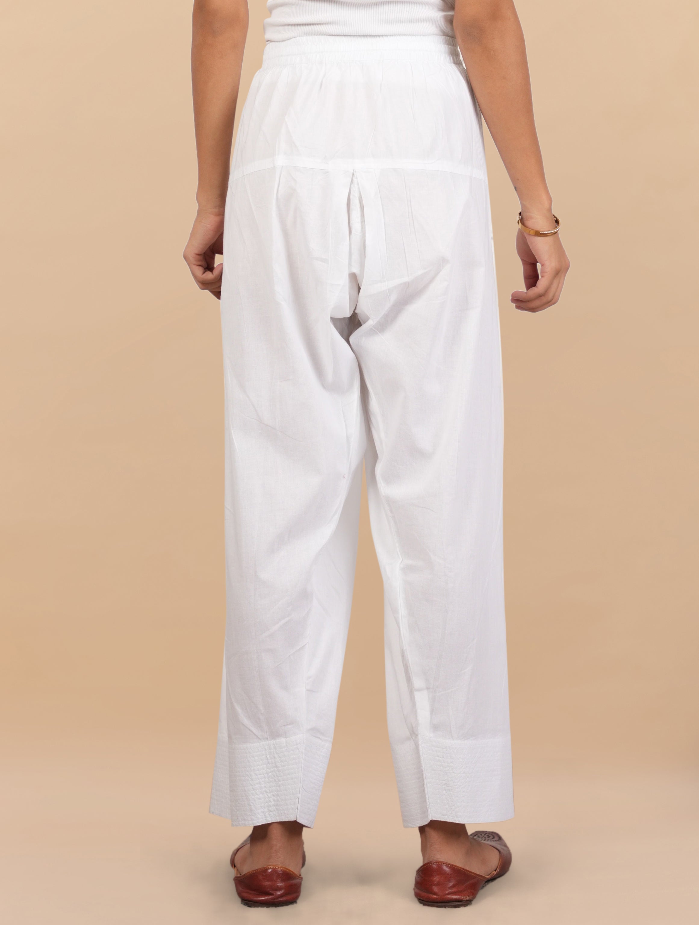 House Of Kari White Farsi Cotton Pants