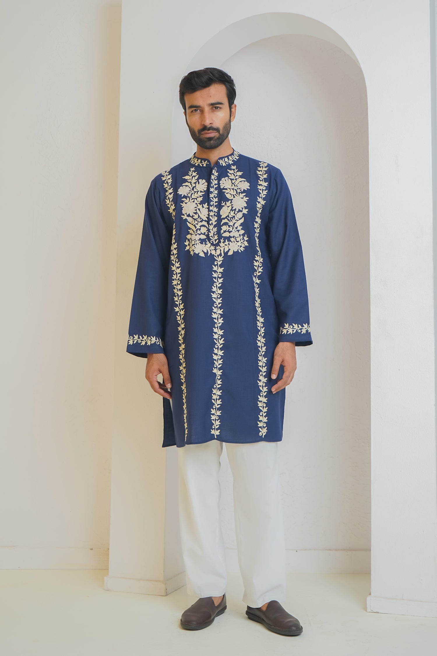 Cotton Arri Work Kurta for Men – Blue