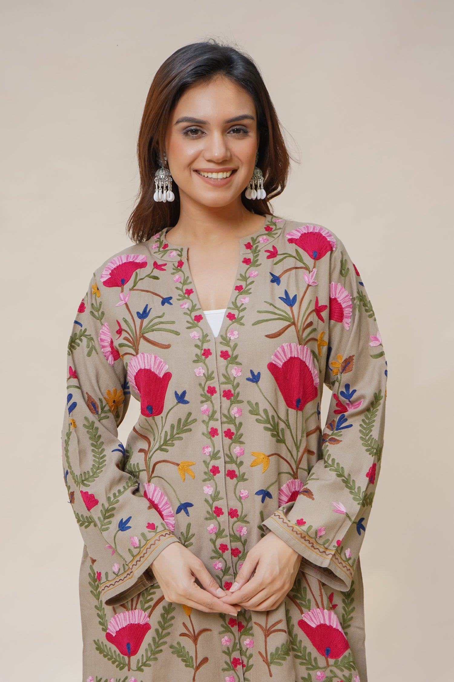 Shagun in Woollen Shirt Jacket in Beige