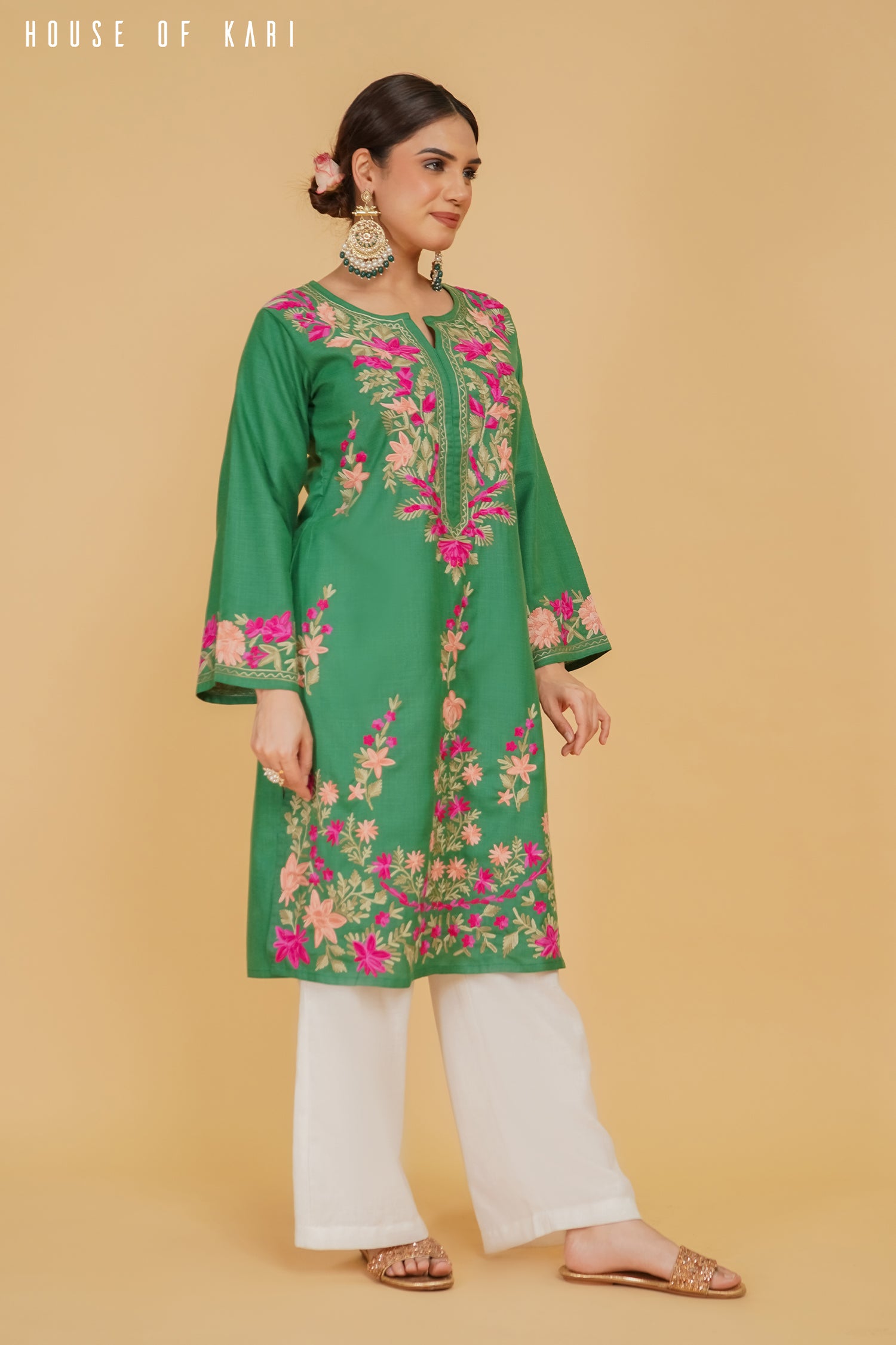Kashmiri Aari Work Cotton – Green
