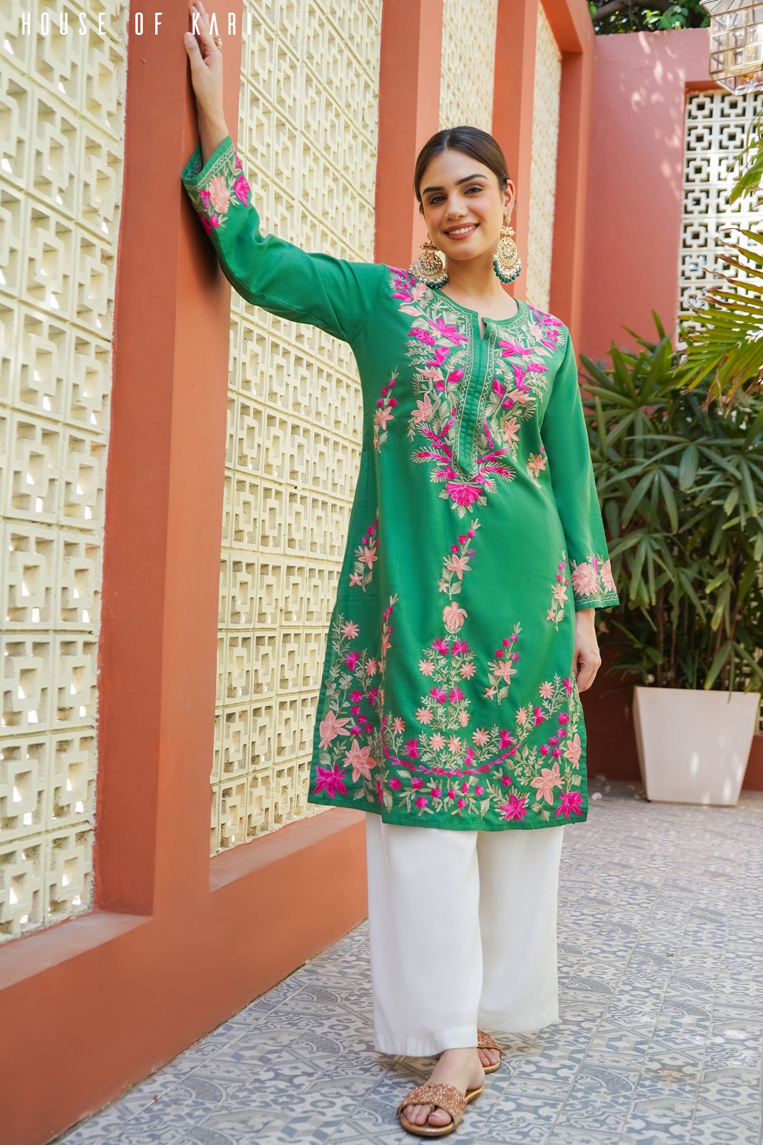 Kashmiri Aari Work Cotton – Green