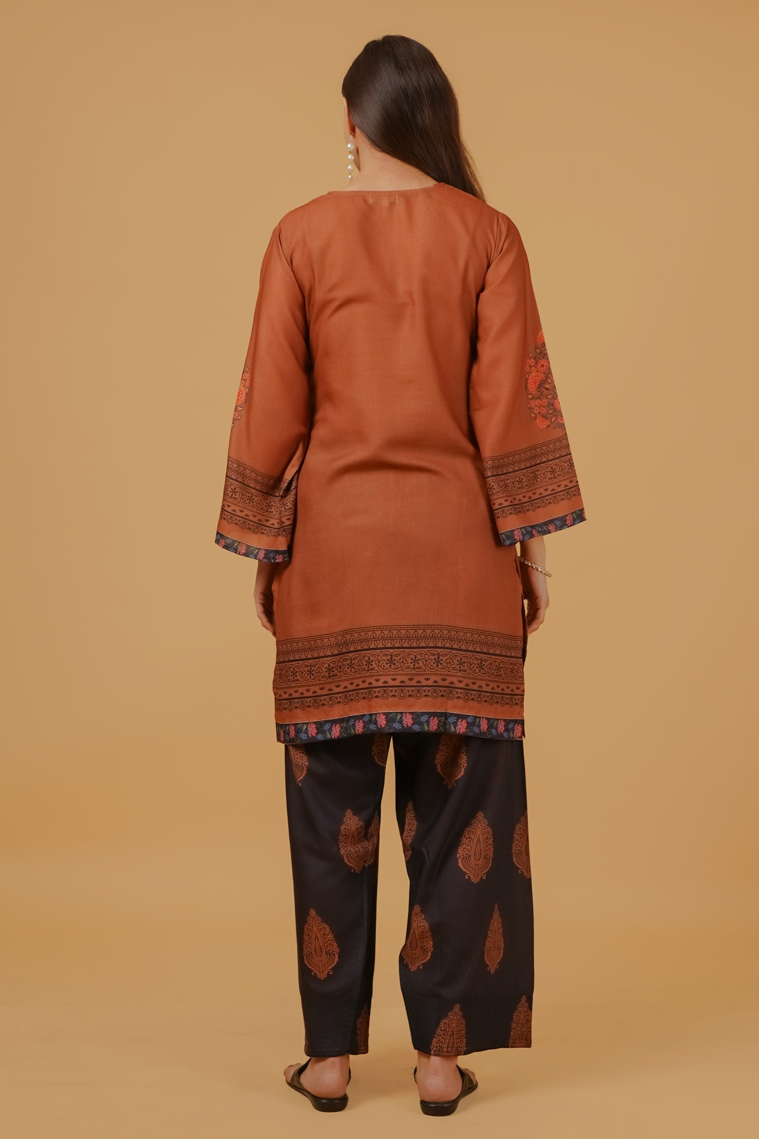 Printed Organza Dupatta - Cocoa Brown