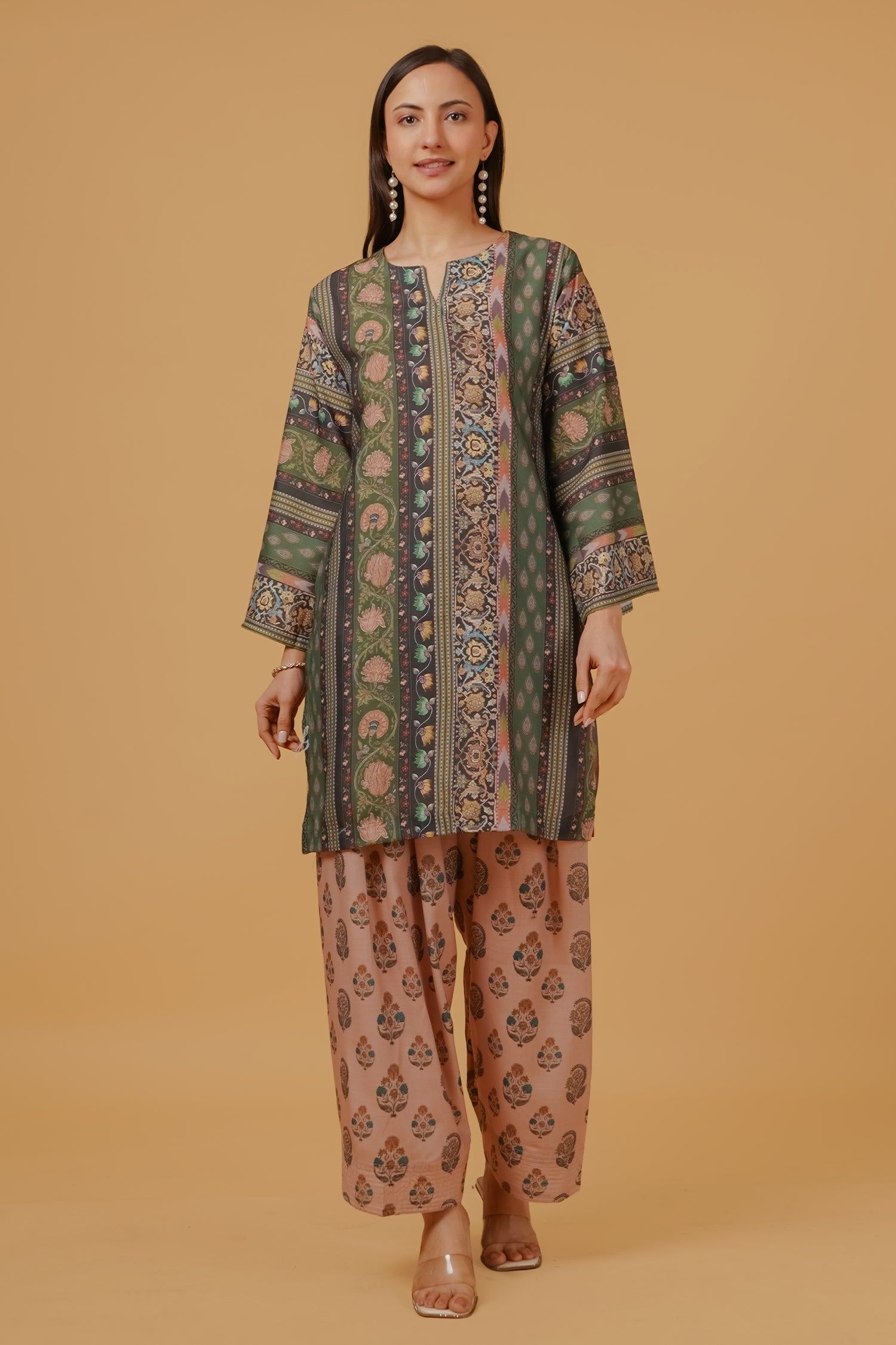 Printed Organza Dupatta - Forest Green