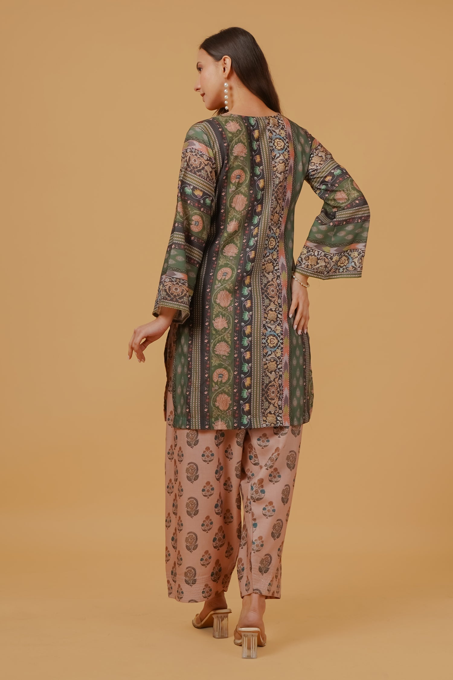 Printed Organza Dupatta - Forest Green