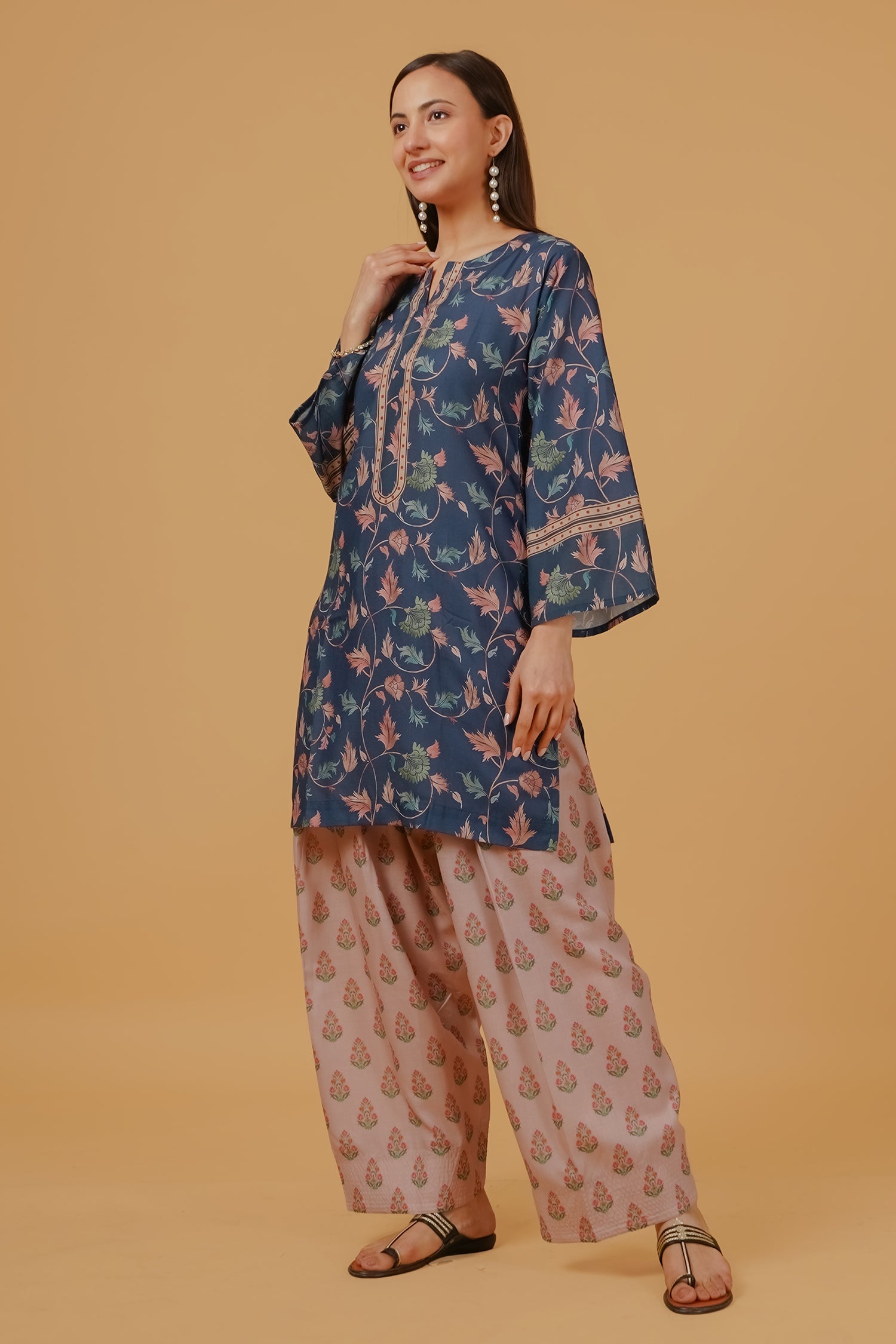 Printed Organza Dupatta - Teal